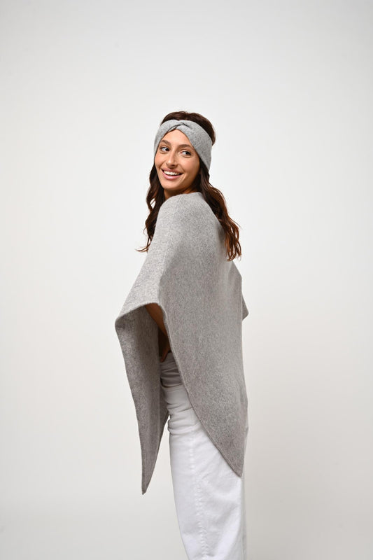 MERYL 4-thread cloud mottled poncho 100% cashmere