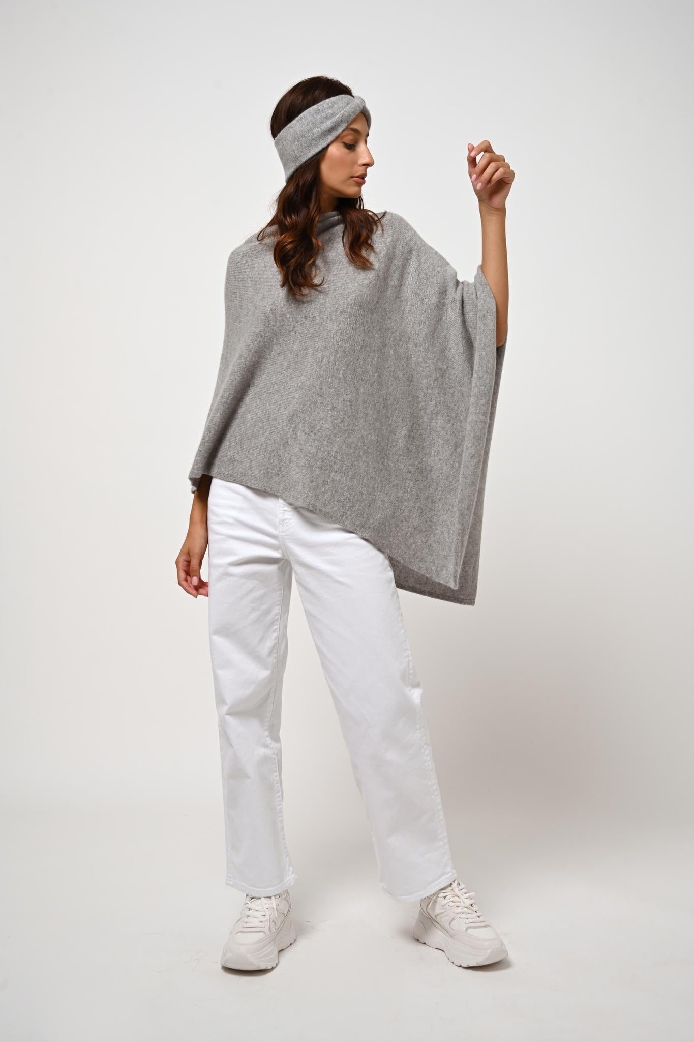 MERYL 4-thread cloud mottled poncho 100% cashmere