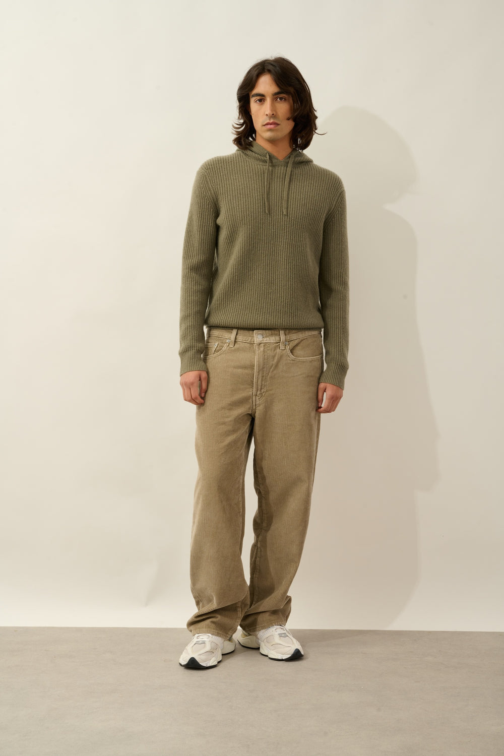 MIDA pull capuche 4 fils army 100% cachemire