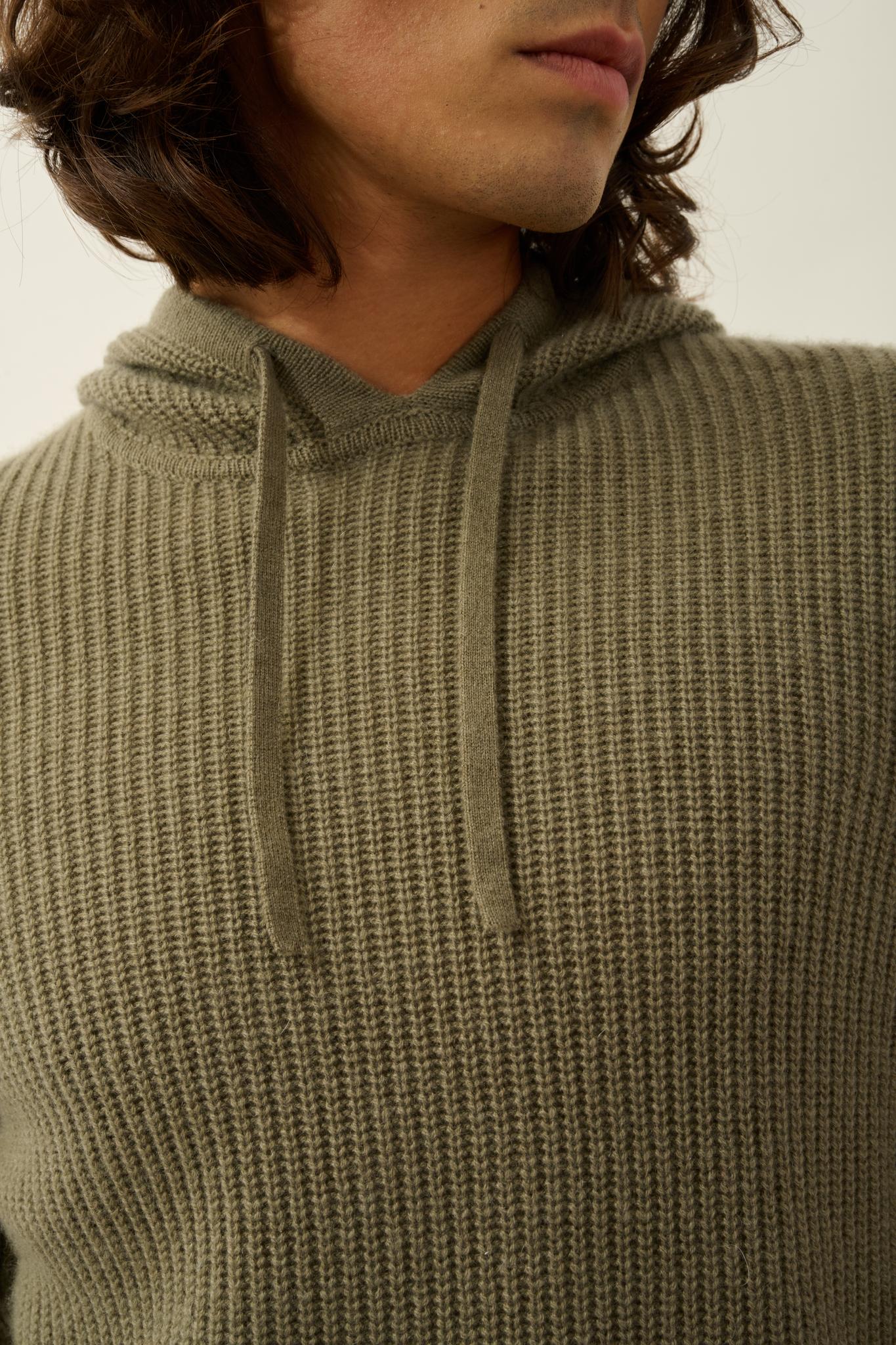 MIDA pull capuche 4 fils army 100% cachemire