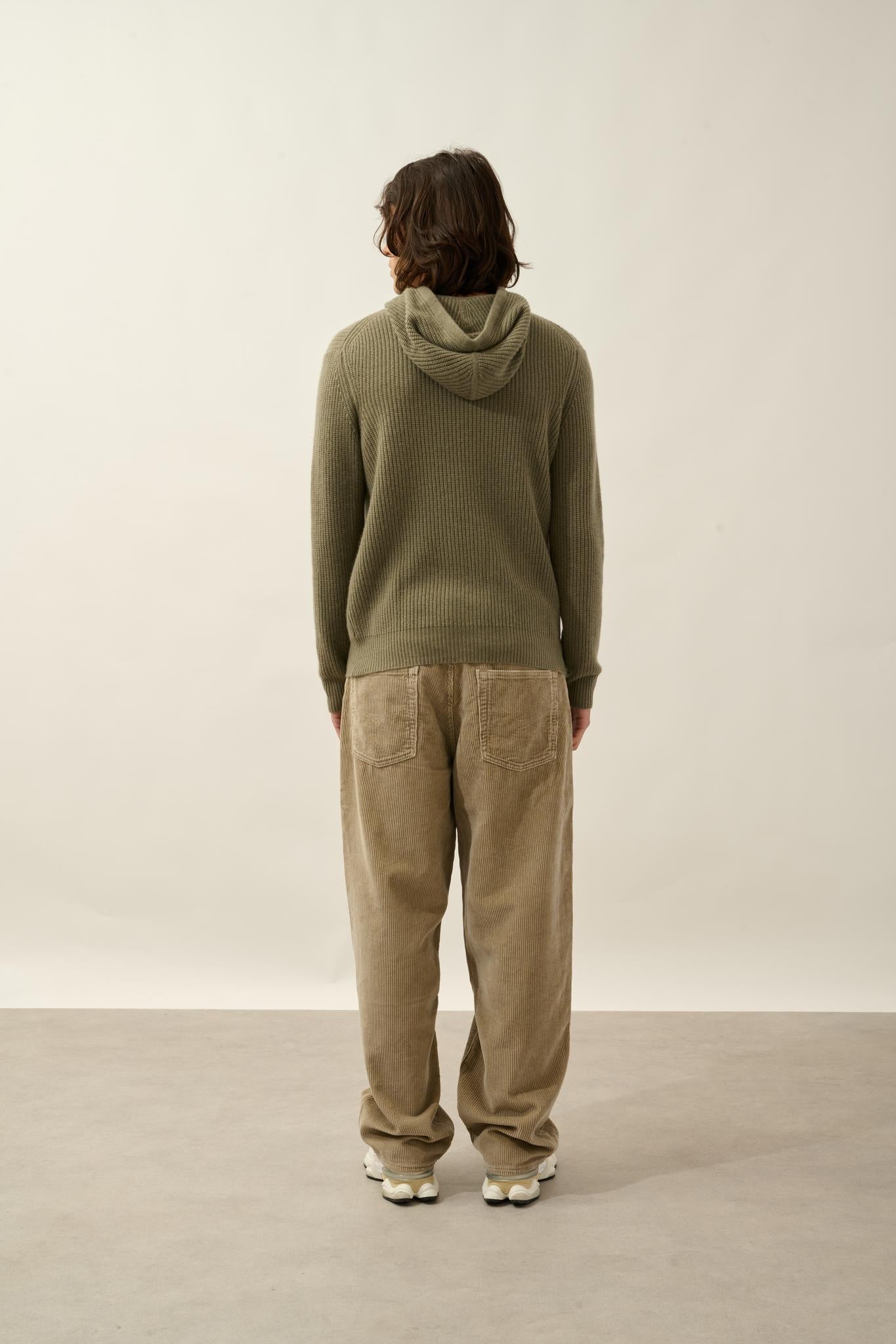 MIDA pull capuche 4 fils army 100% cachemire