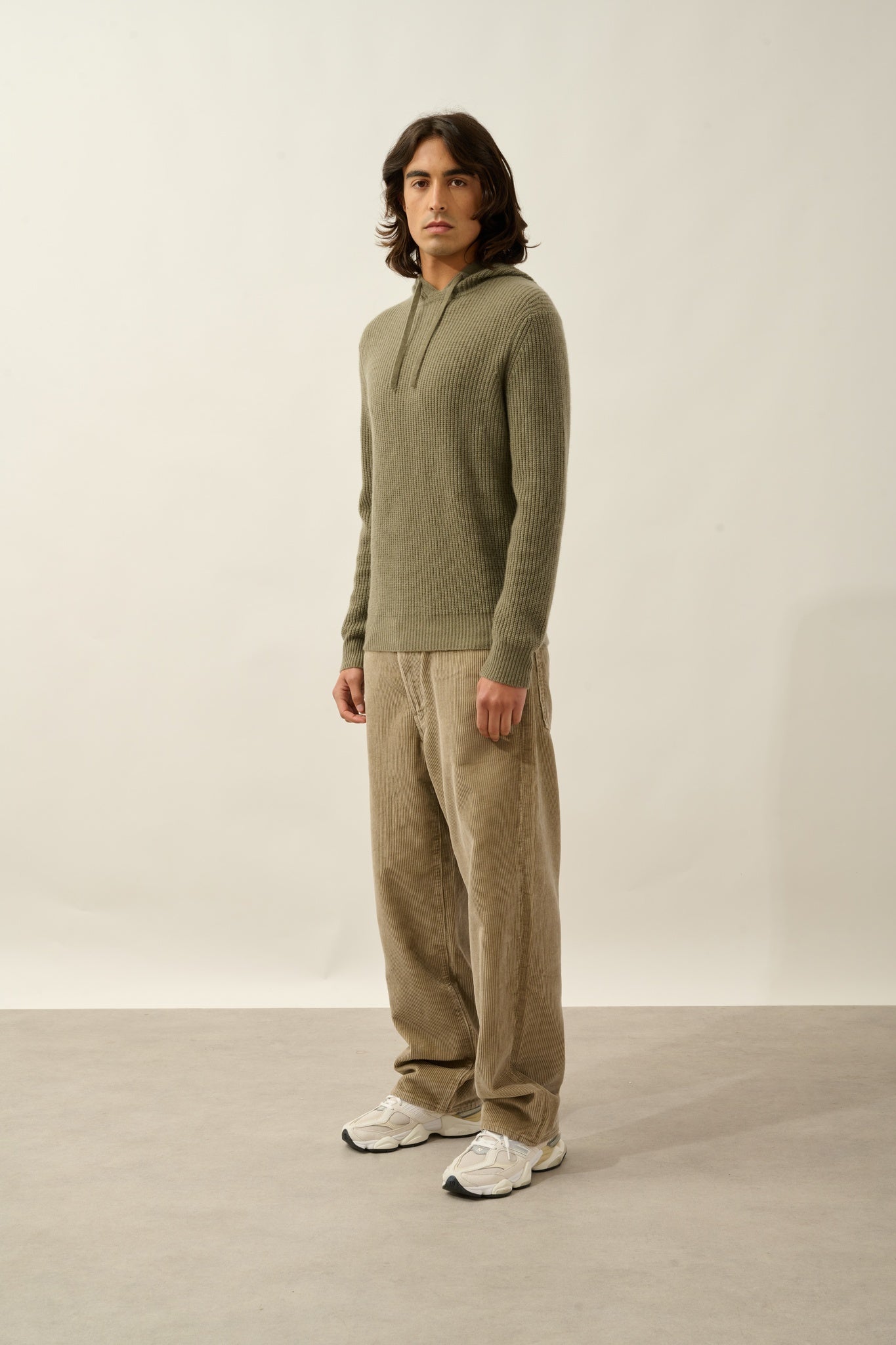 MIDA pull capuche 4 fils army 100% cachemire