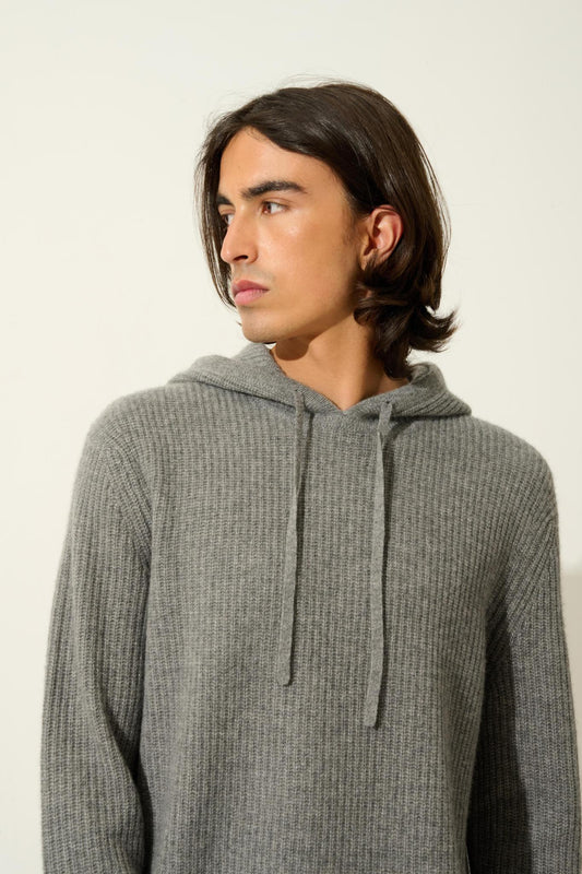 MIDA 4-thread cashmere flannel hoodie 100% cashmere