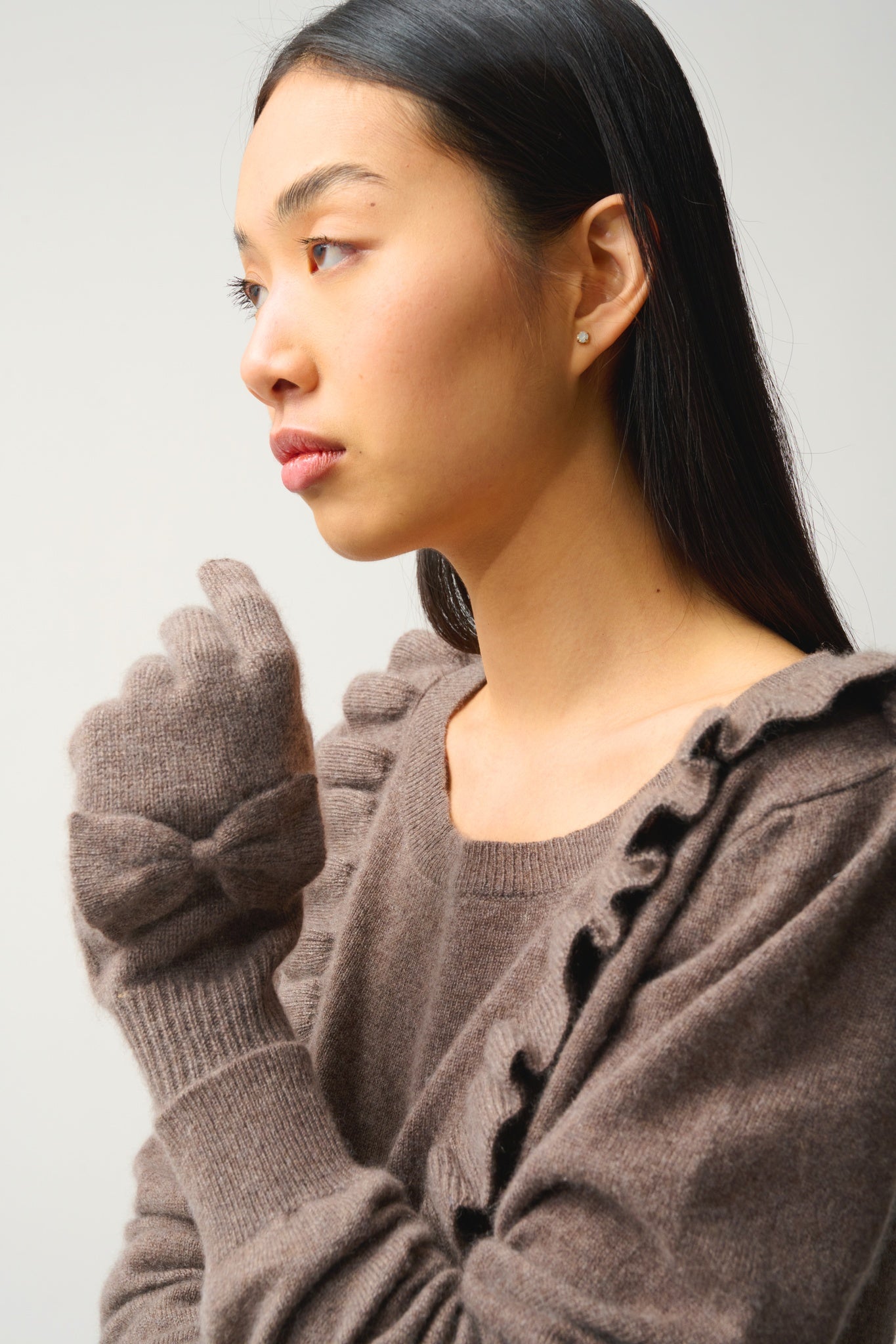 MILO gants 4 fils taupe chiné 100% cachemire