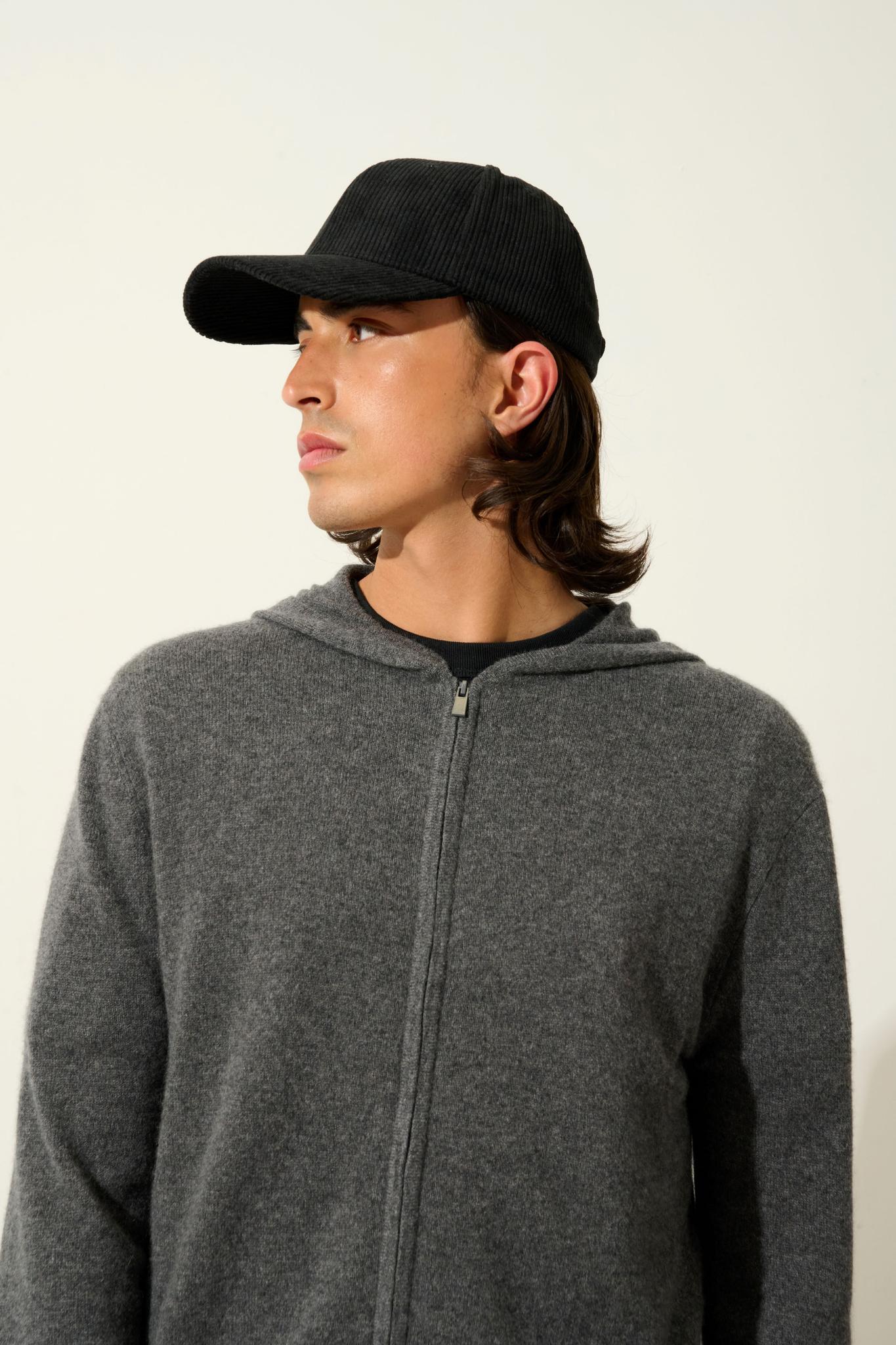 NEURRE hooded zip cardigan anthracite mottled 100% cashmere