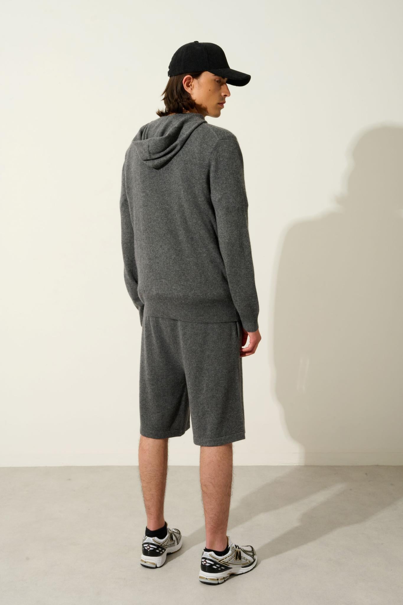 NEURRE hooded zip cardigan anthracite mottled 100% cashmere