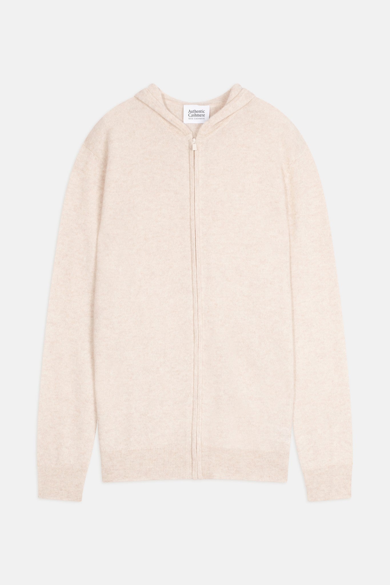 neurre gilet zippé capuche beige chiné 100% cachemire