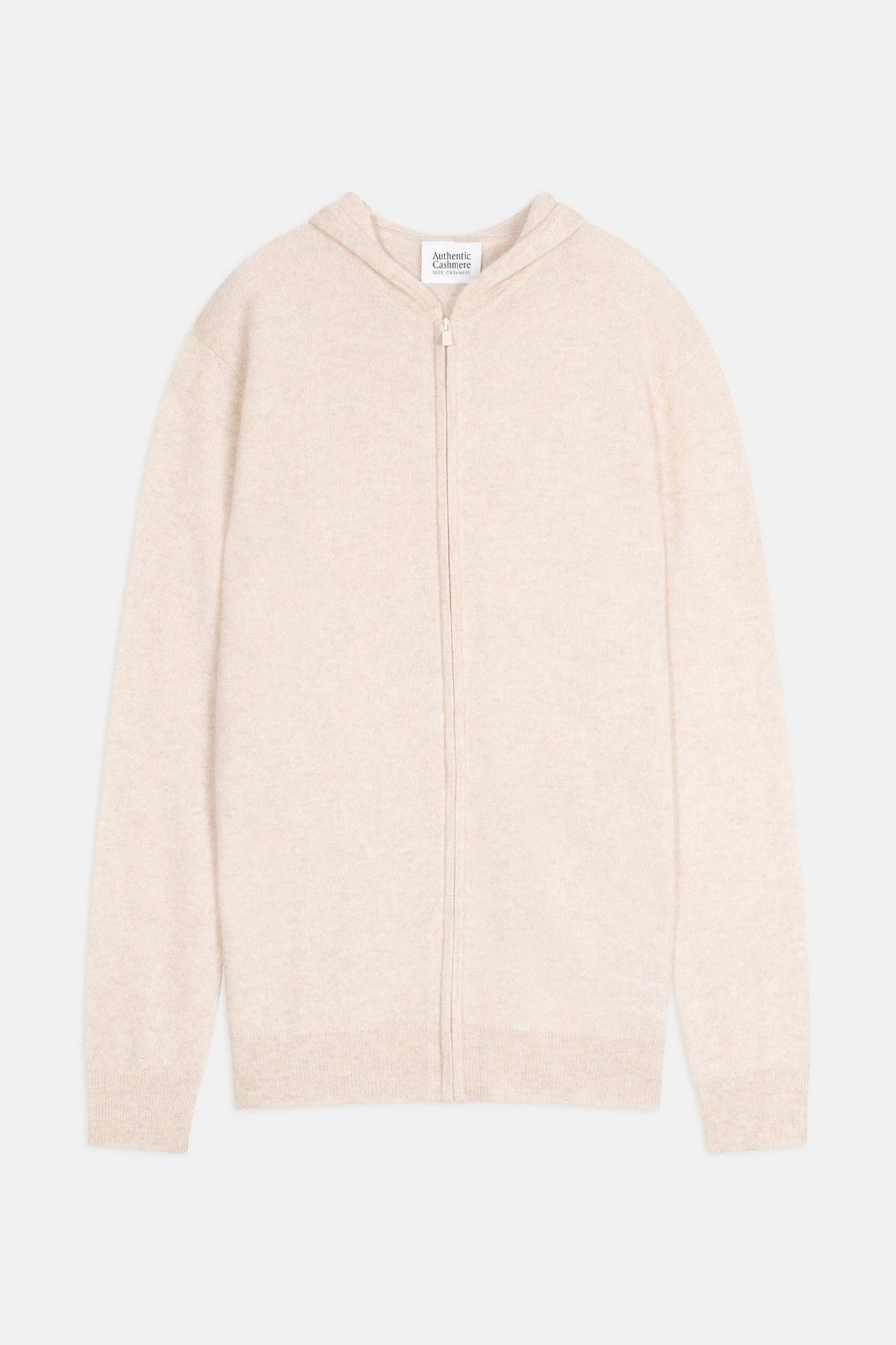 neurre gilet zippé capuche beige chiné 100% cachemire