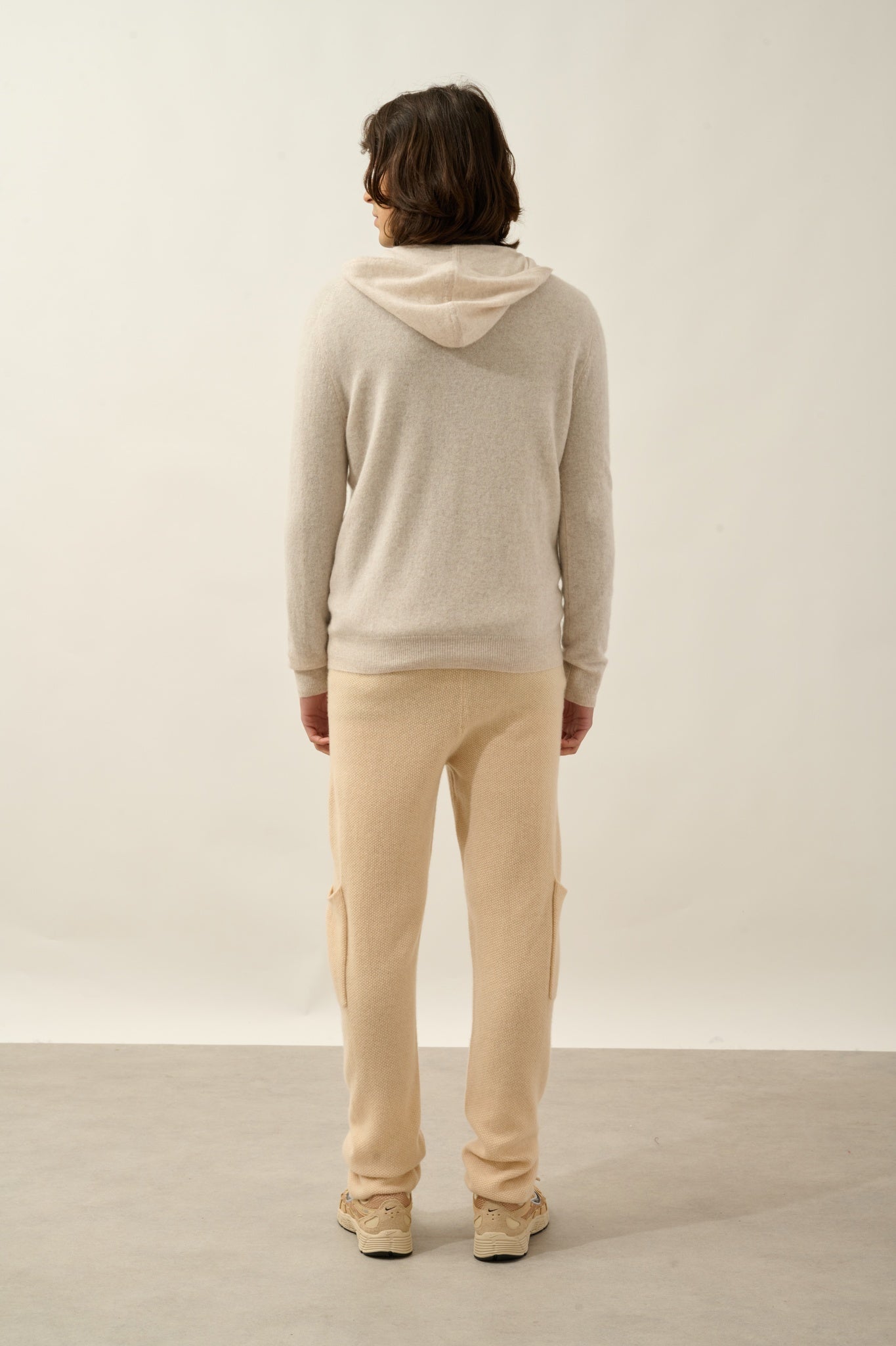 NEURRE gilet zippé capuche beige chiné 100% cachemire