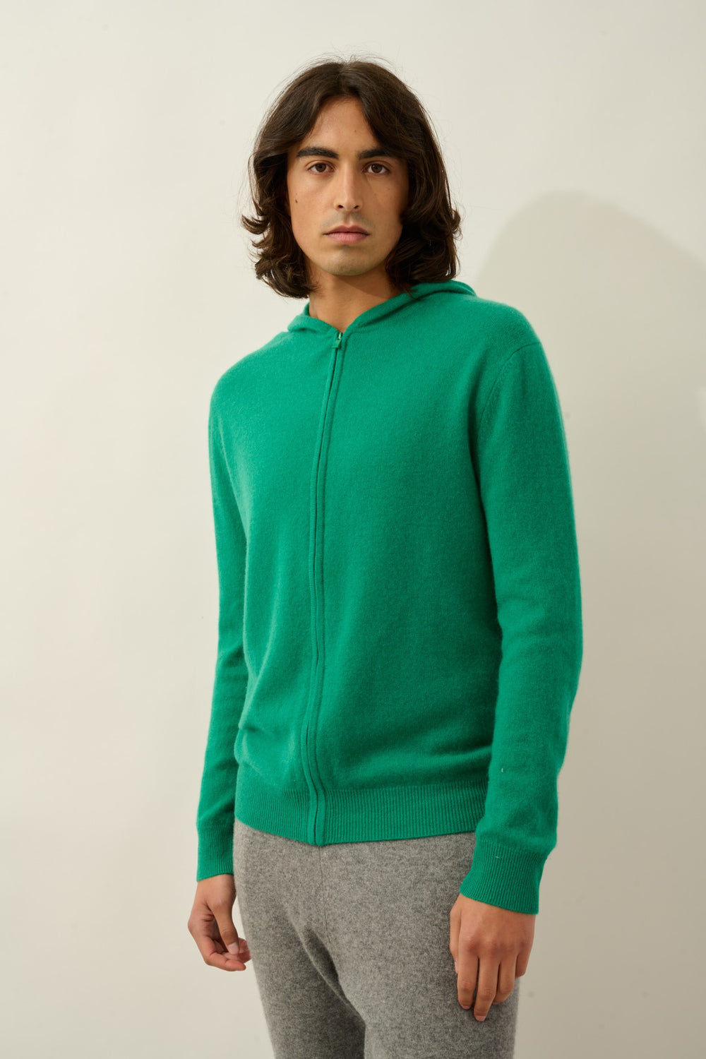 neurre gilet zippé capuche menthe 100% cachemire