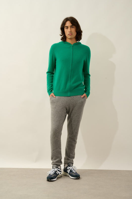 neurre gilet zippé capuche menthe 100% cachemire