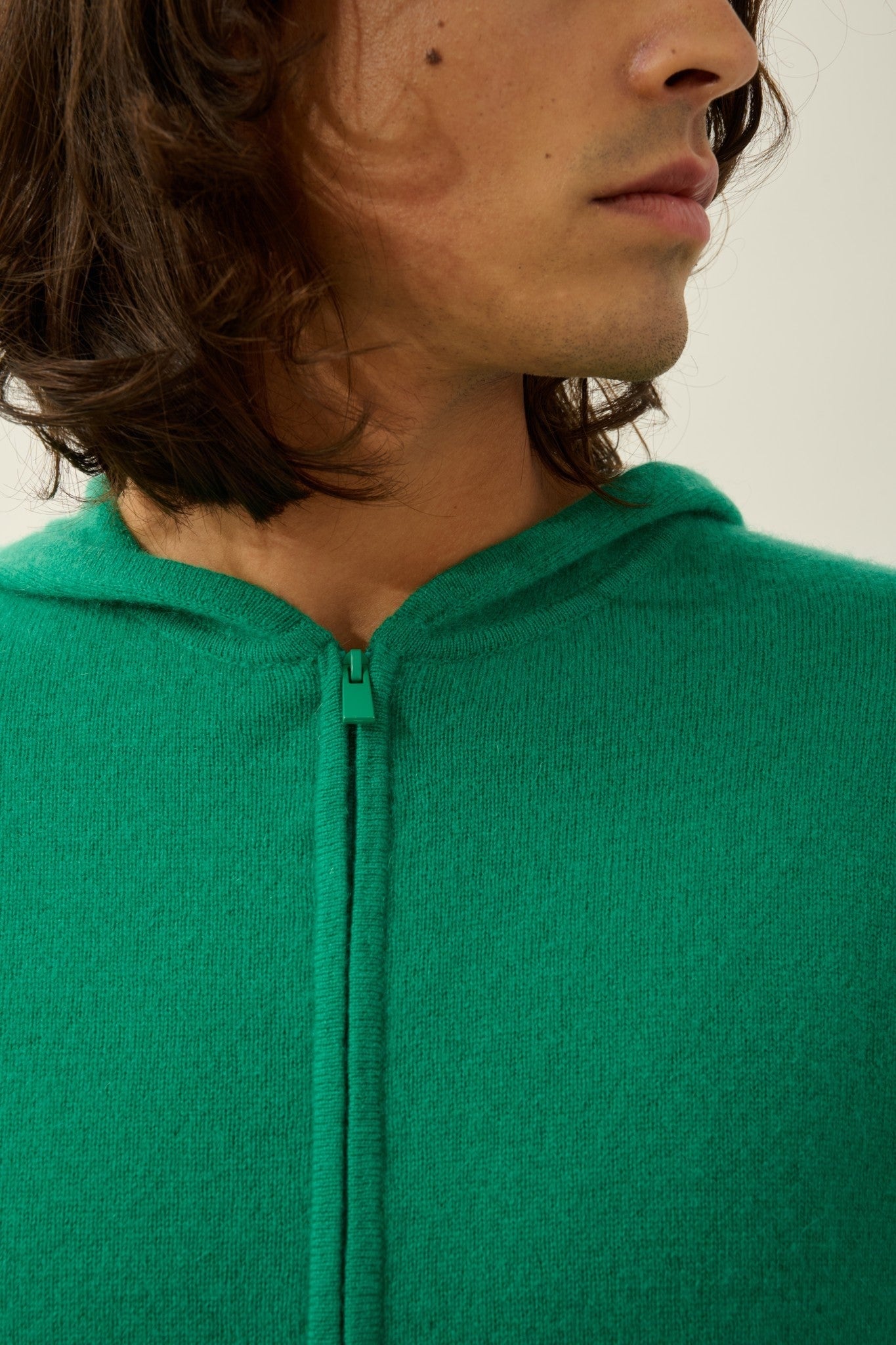 neurre gilet zippé capuche menthe 100% cachemire