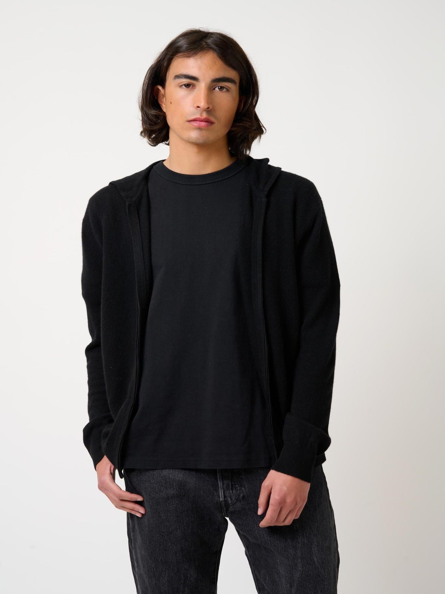 NEURRE black hooded zip cardigan 100% cashmere