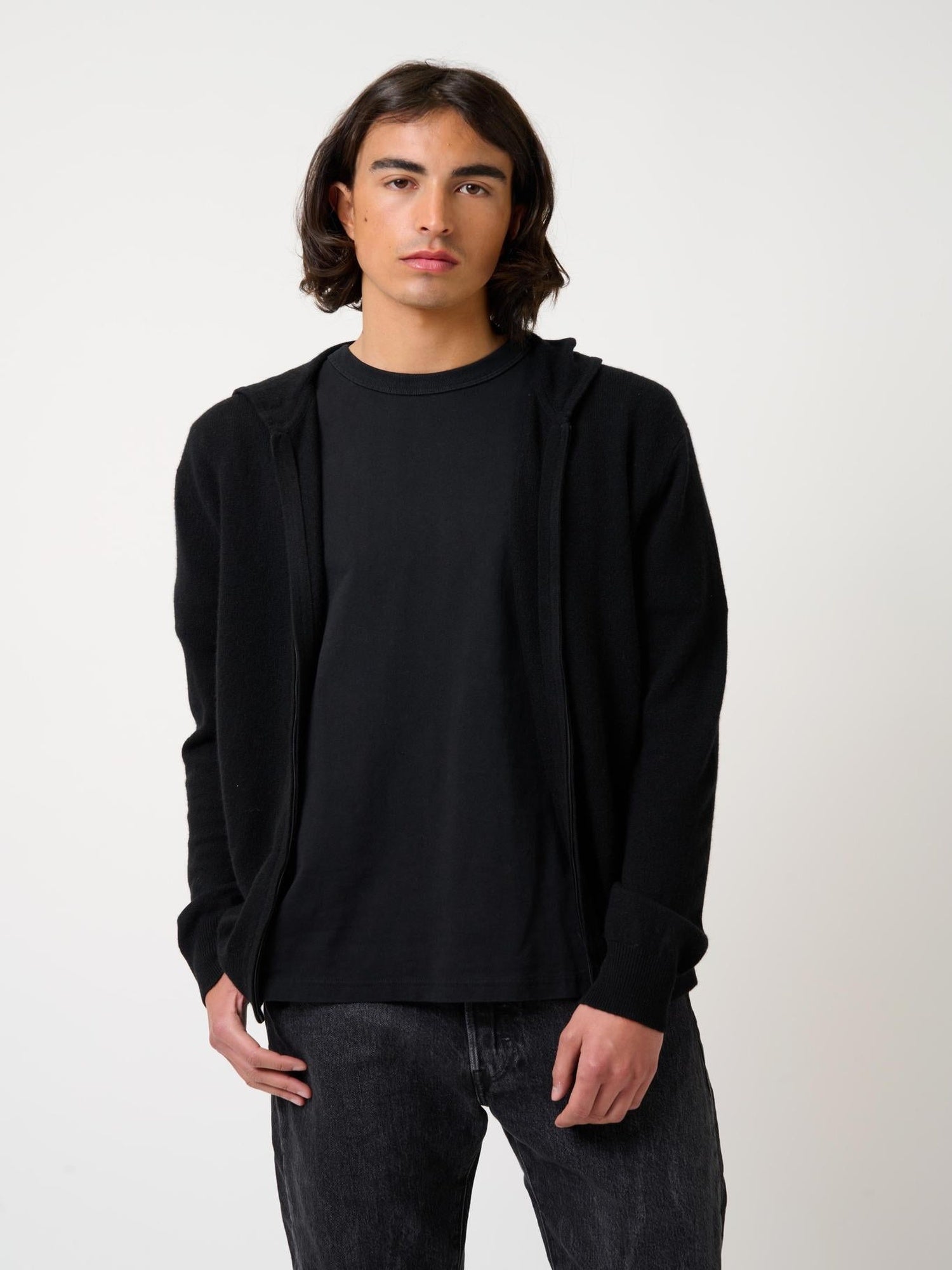 NEURRE black hooded zip cardigan 100% cashmere