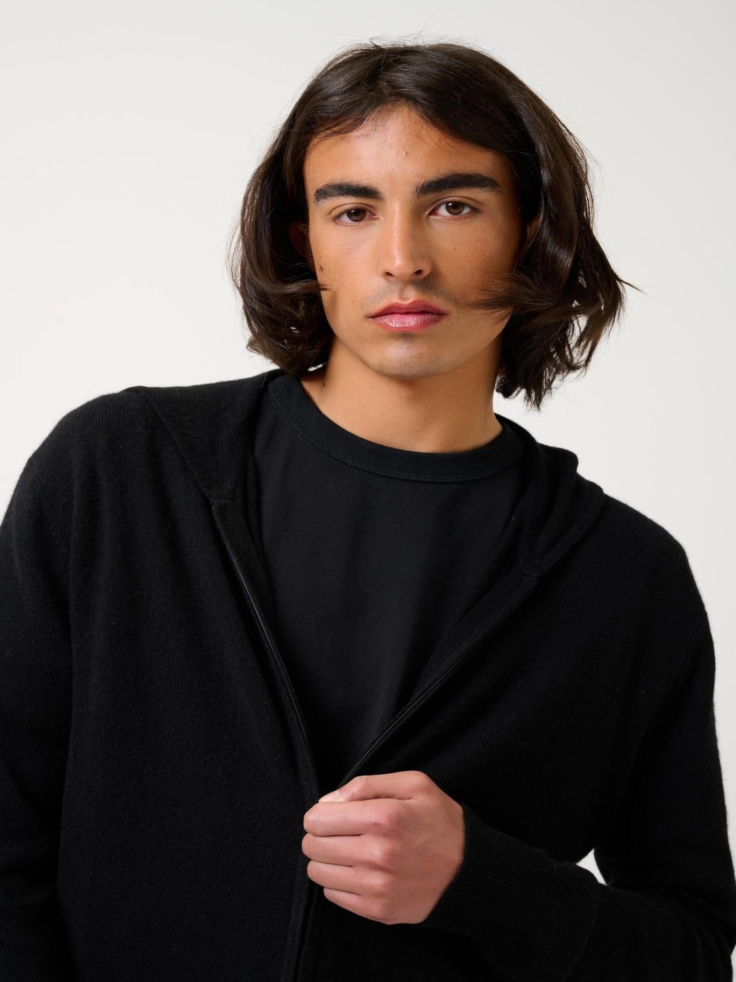 NEURRE black hooded zip cardigan 100% cashmere