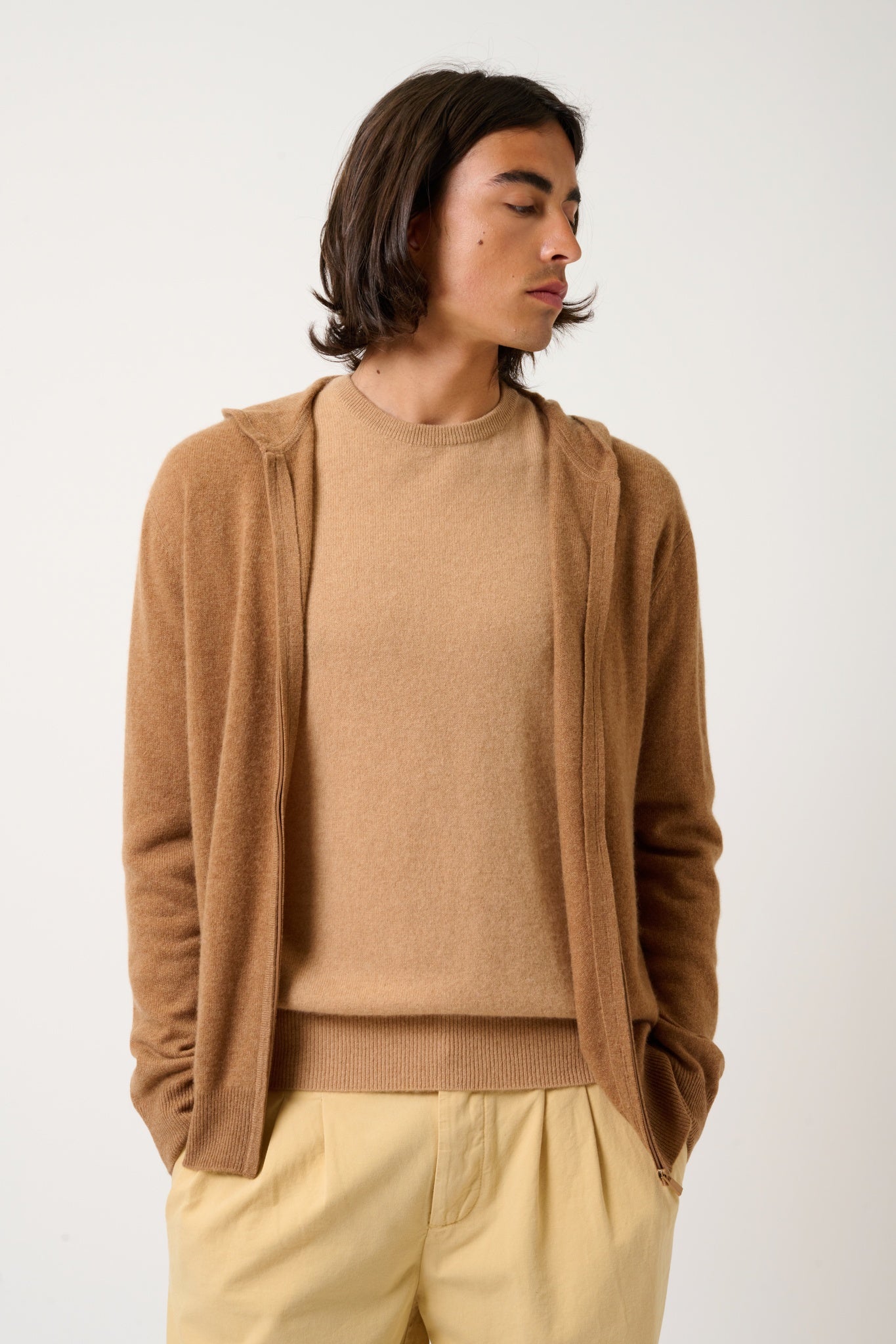 NEURRE hazelnut hooded zip cardigan 100% cashmere