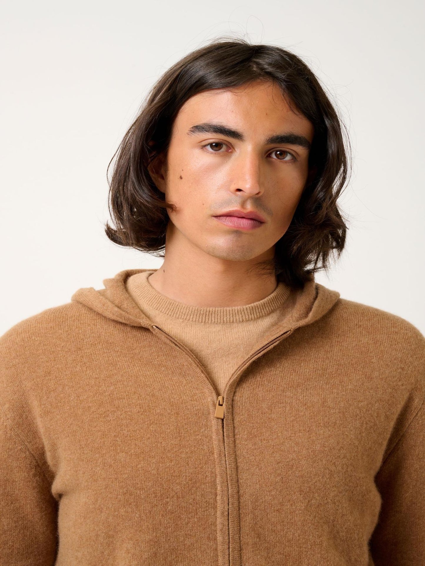 NEURRE hazelnut hooded zip cardigan 100% cashmere