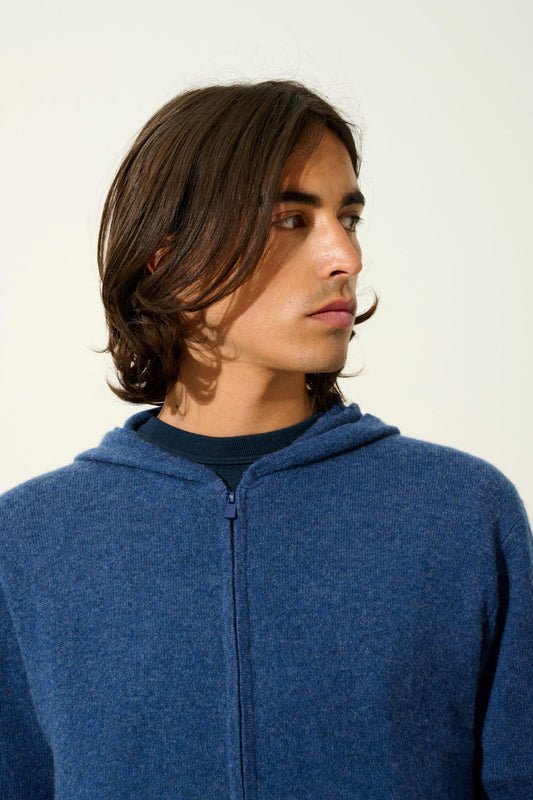 NEURRE ocean mottled hooded zip cardigan 100% cashmere