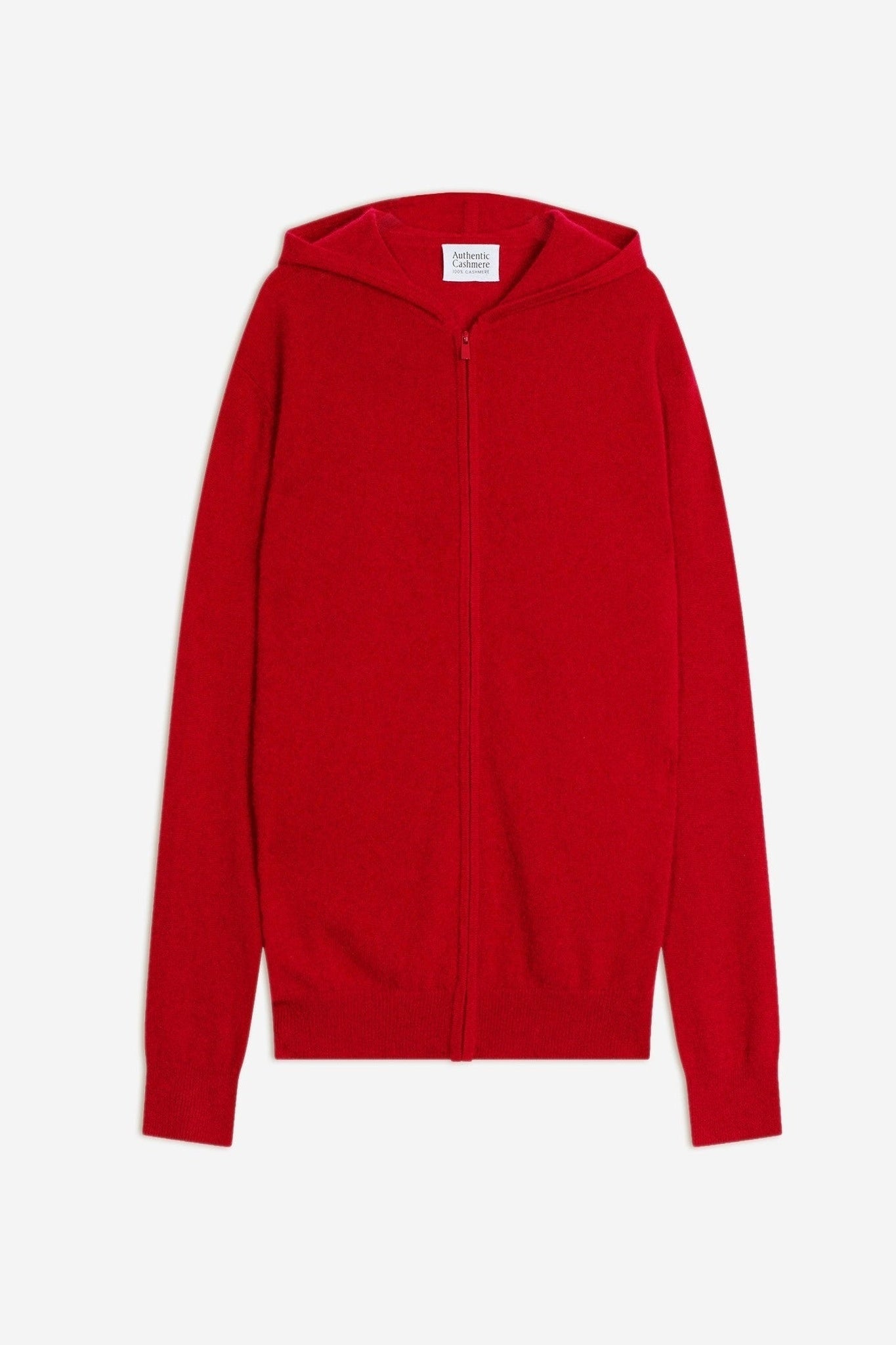 neurre gilet zippé capuche rouge 100% cachemire