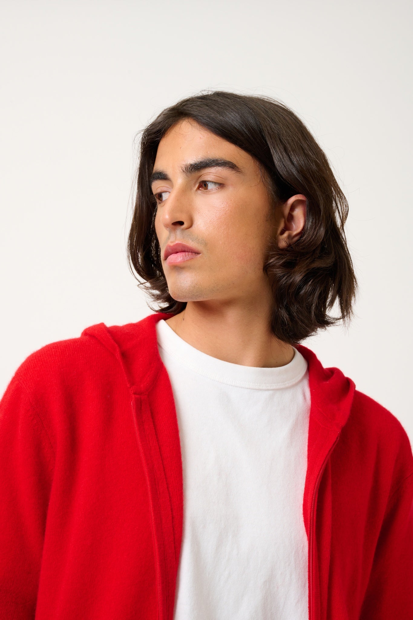 NEURRE rote Weste mit Kapuze und Reißverschluss aus 100 % Kaschmir
