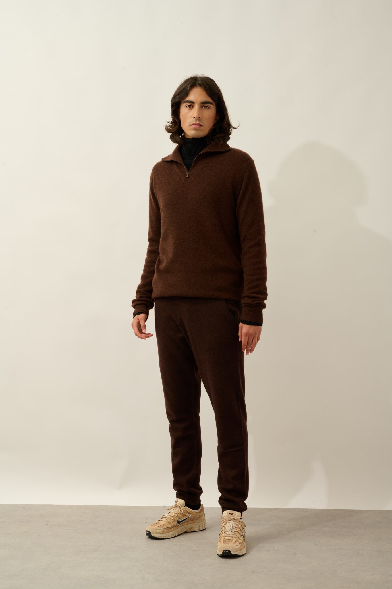 NOEMIE pull camionneur café 100% cachemire