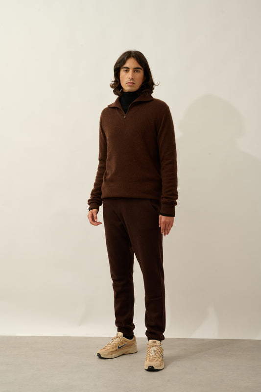 NOEMIE pull camionneur café 100% cachemire