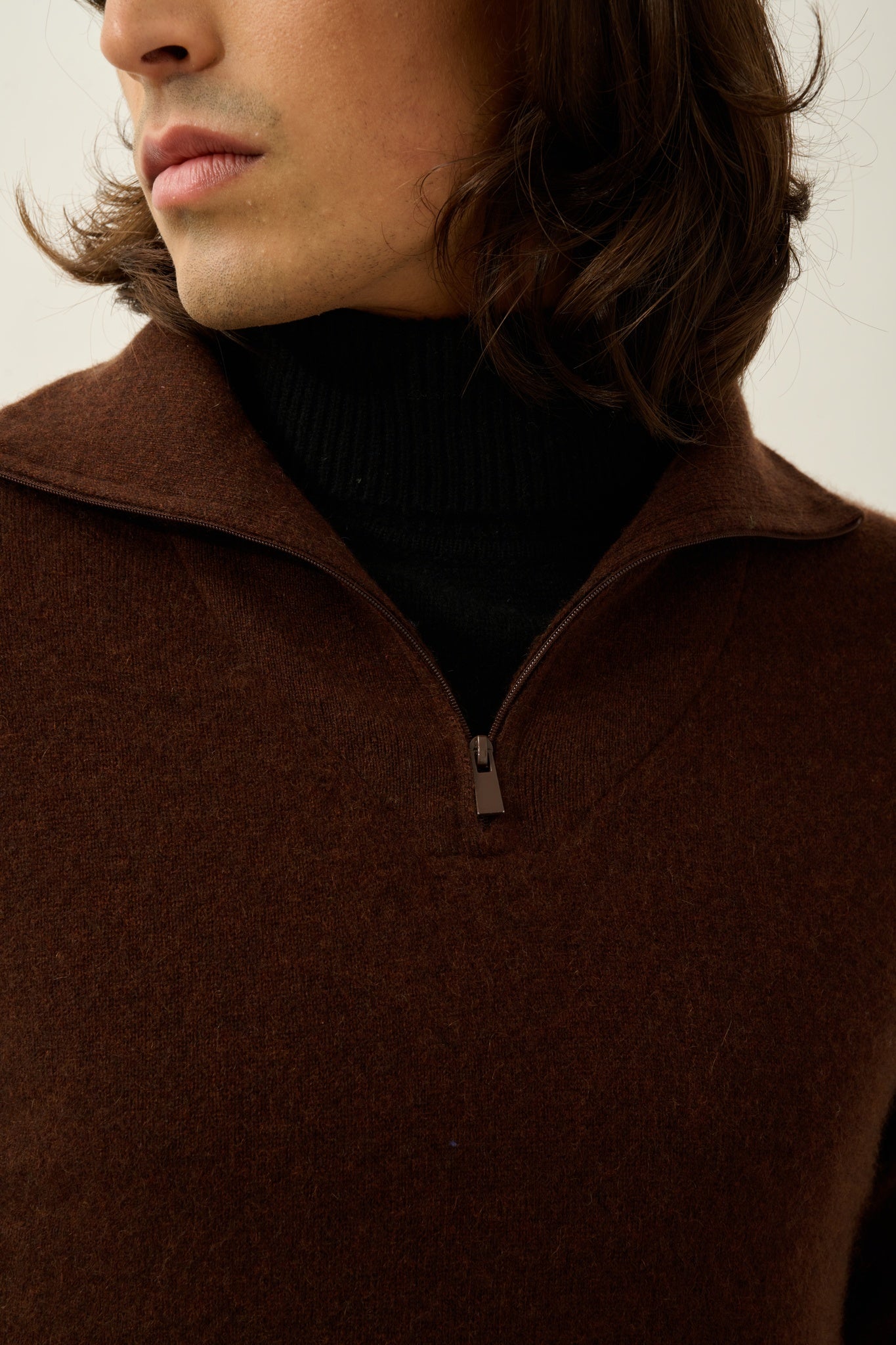 NOEMIE pull camionneur café 100% cachemire