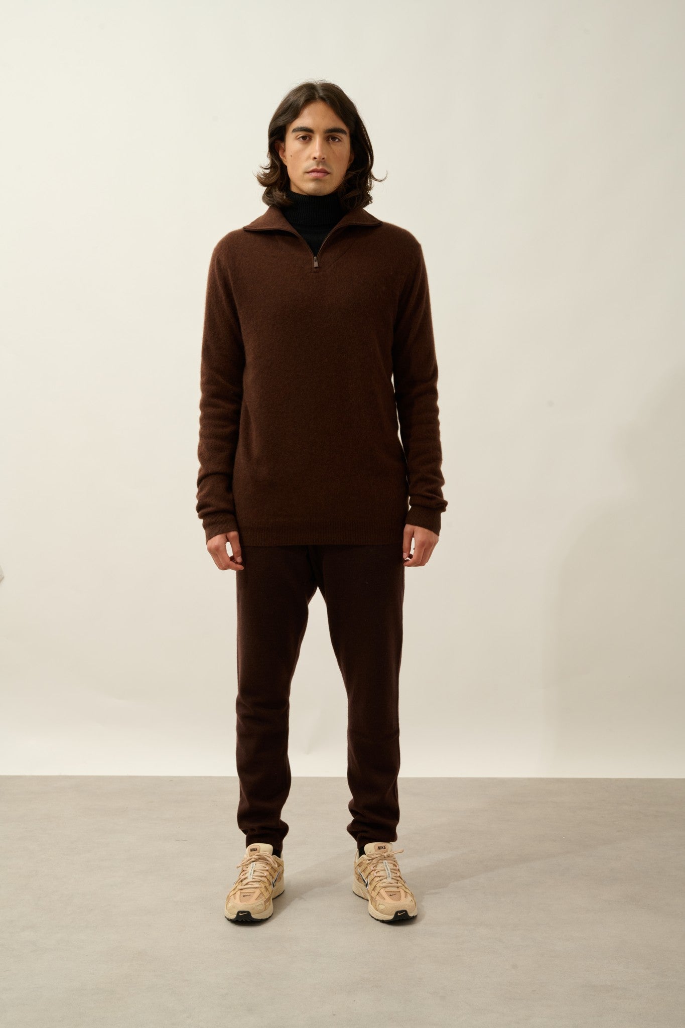 noemie pull camionneur café 100% cachemire