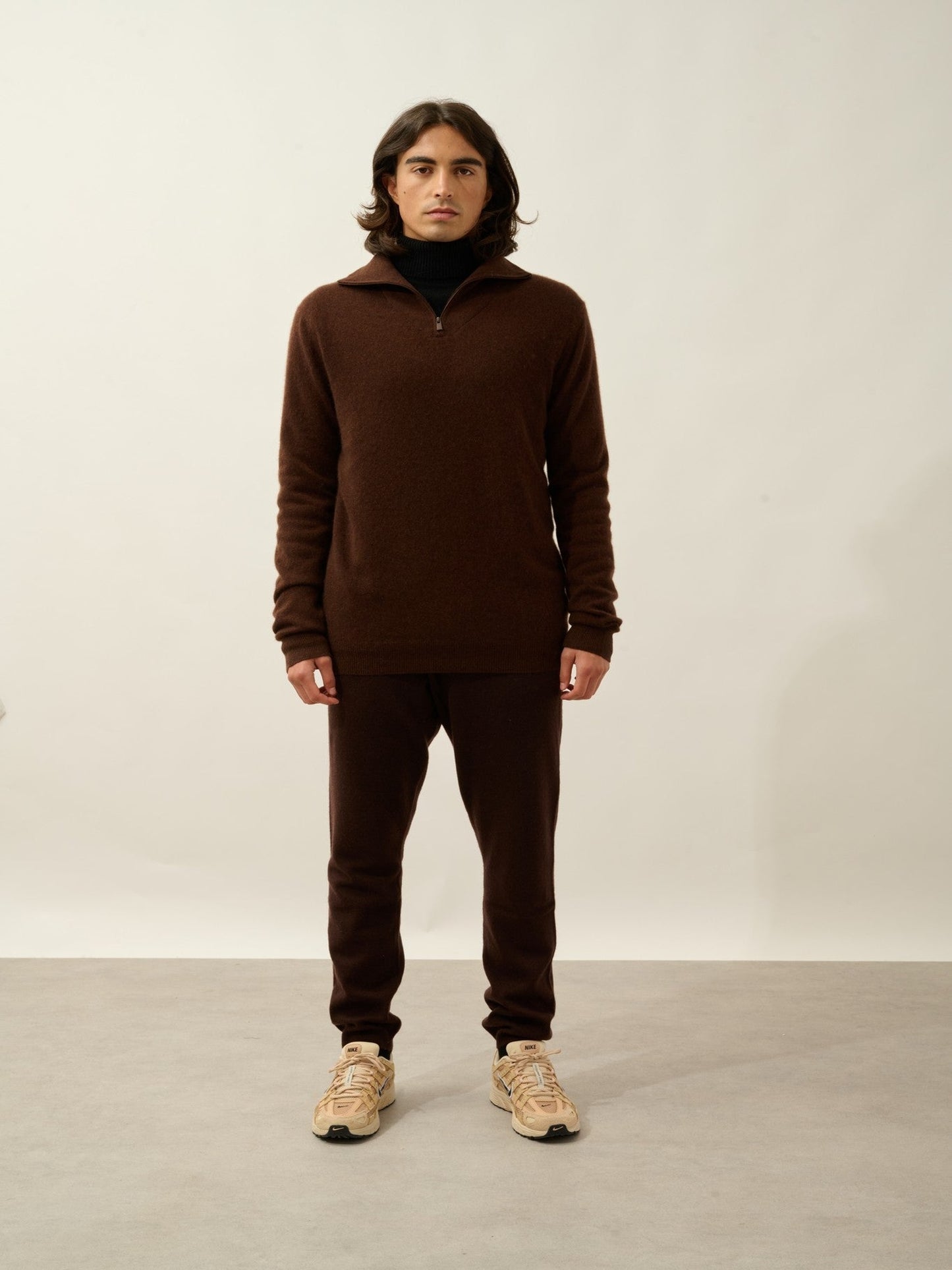 noemie pull camionneur café 100% cachemire