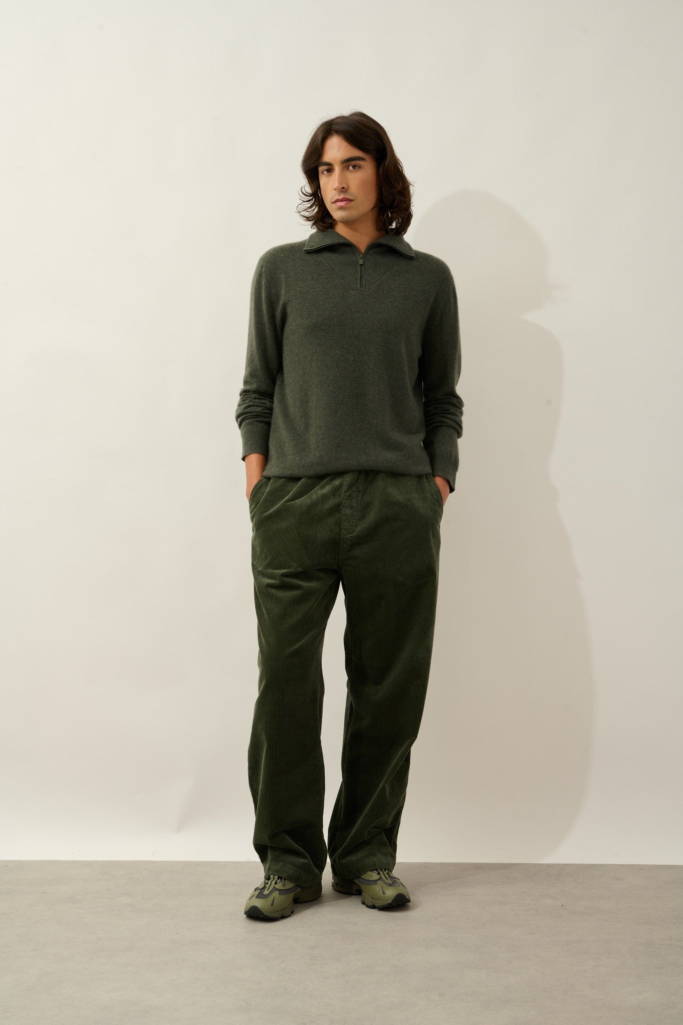 noemie pull camionneur kaki chiné 100% cachemire