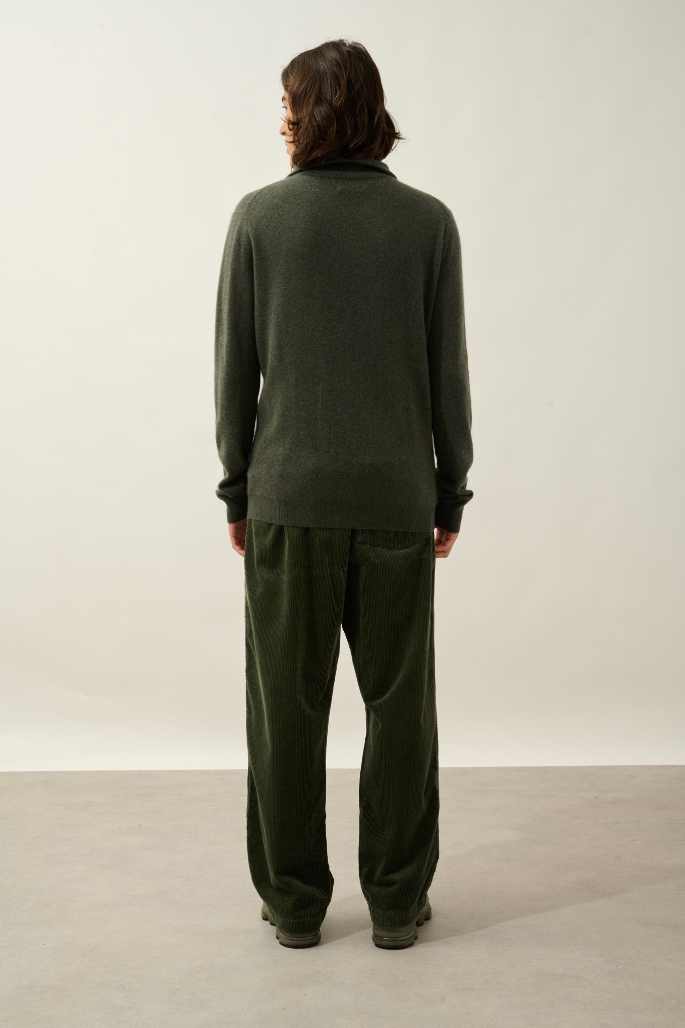 noemie pull camionneur kaki chiné 100% cachemire