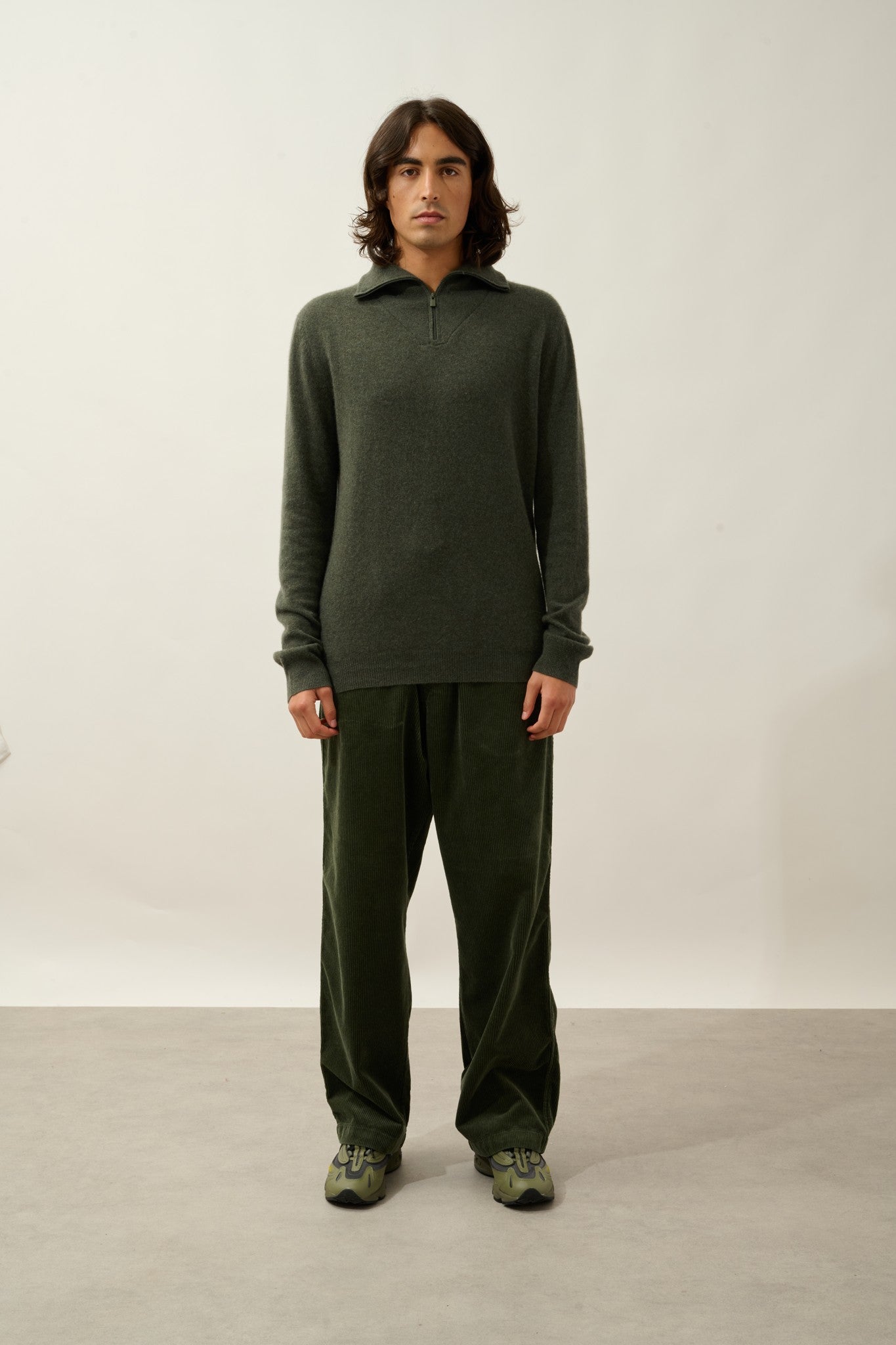 noemie pull camionneur kaki chiné 100% cachemire