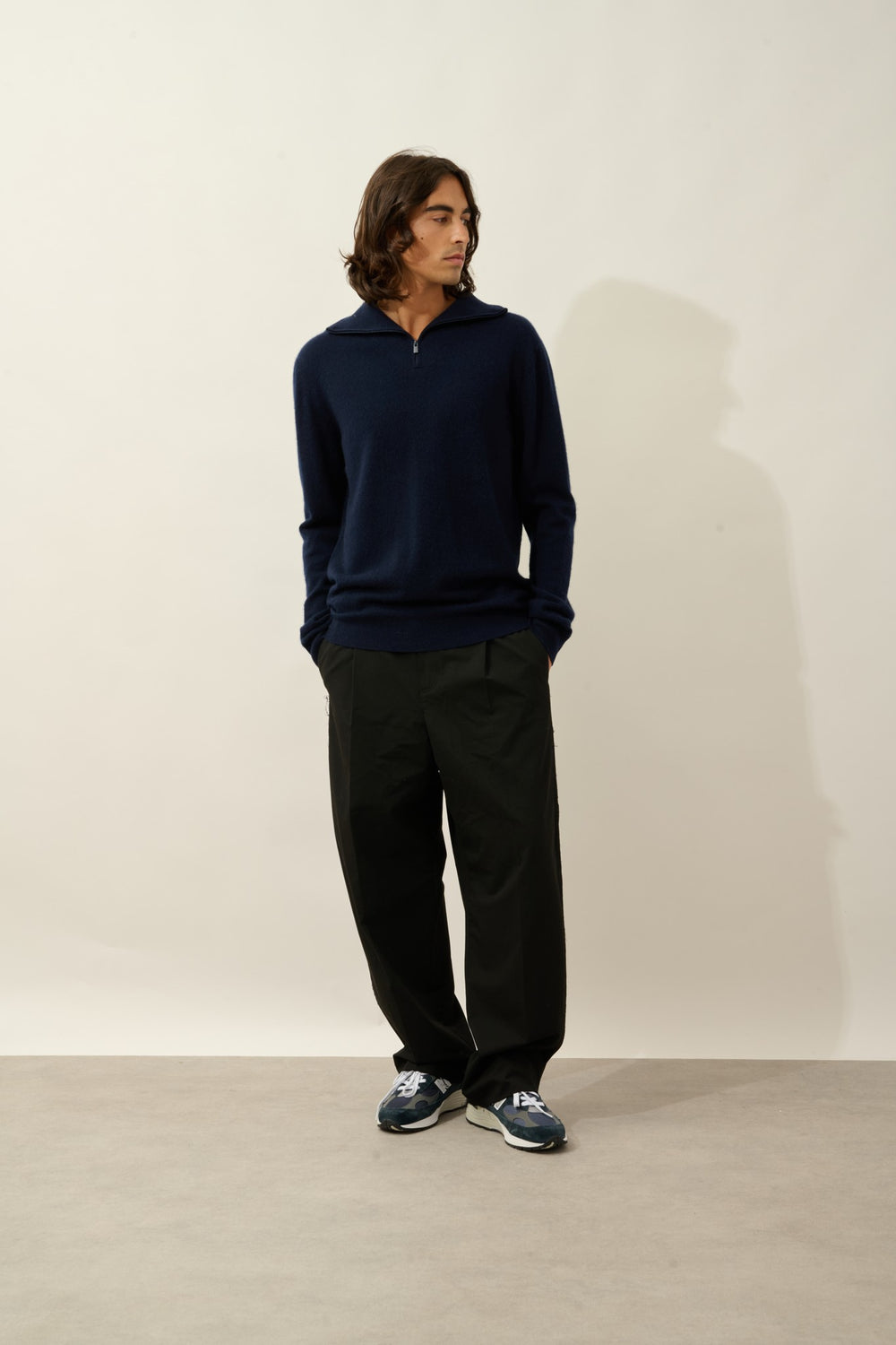 noemie pull camionneur navy 100% cachemire