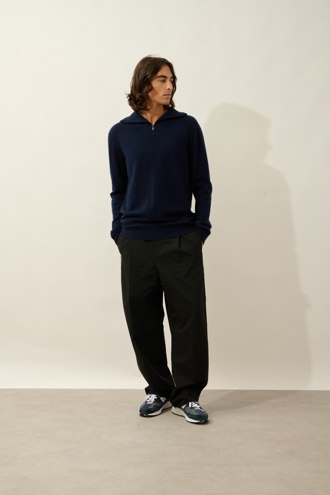 noemie pull camionneur navy 100% cachemire