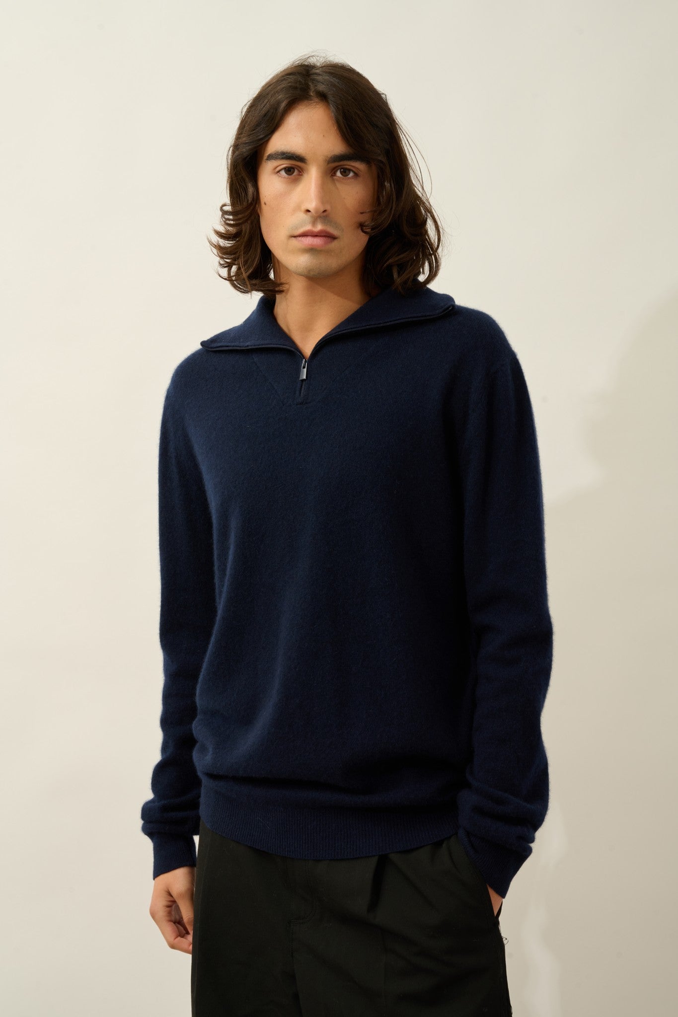 noemie pull camionneur navy 100% cachemire