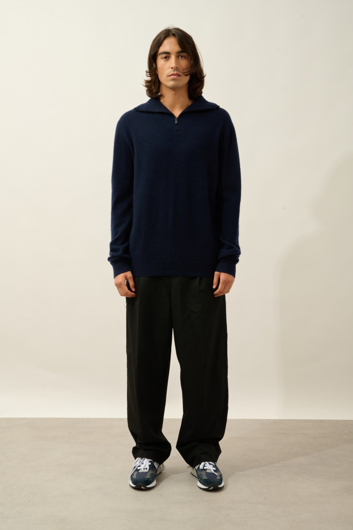 noemie pull camionneur navy 100% cachemire