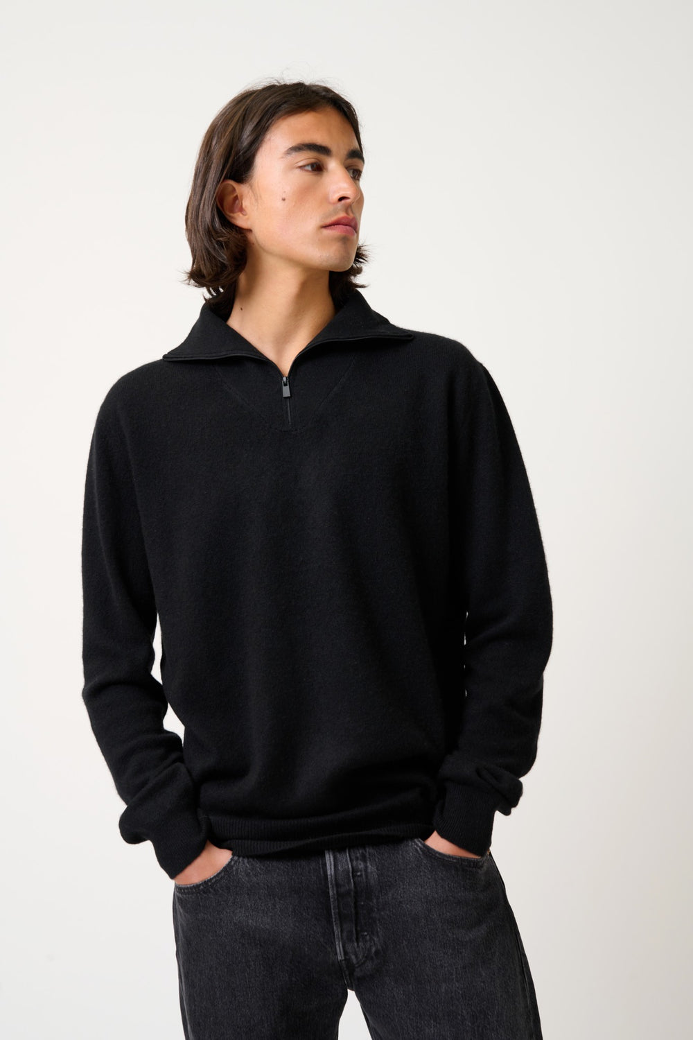 noemie pull camionneur noir 100% cachemire