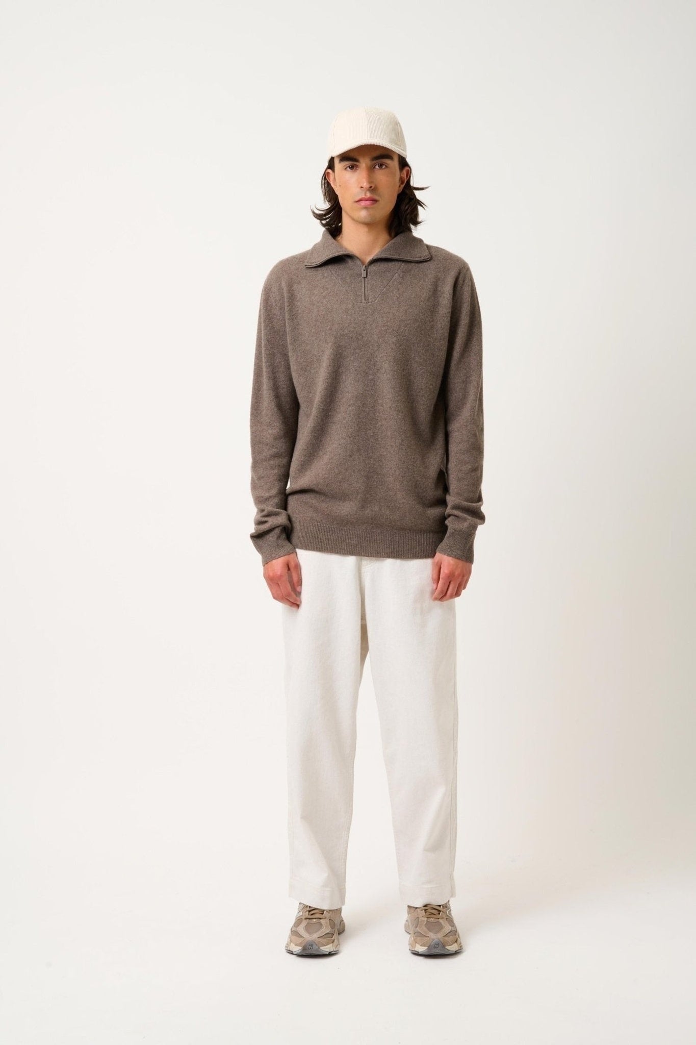 NOEMIE pull camionneur taupe chiné 100% cachemire