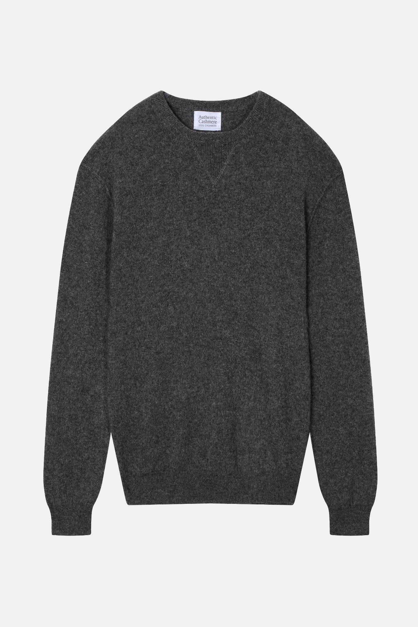 NOLAN Pullover mit Rundhalsausschnitt anthrazit meliert 100% Kaschmir