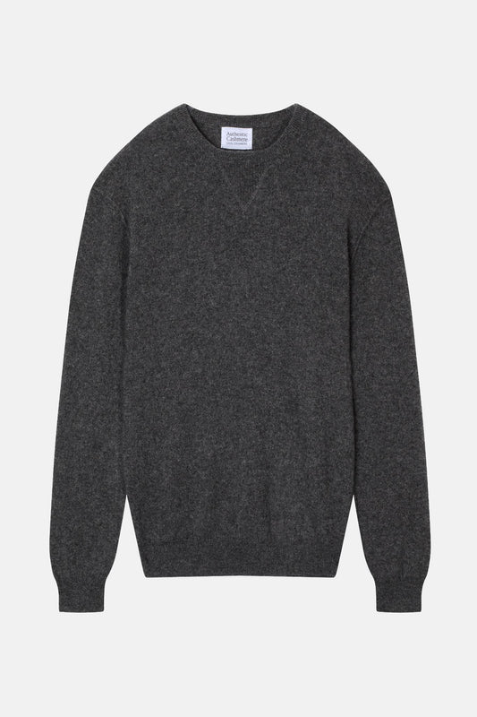 NOLAN Pullover mit Rundhalsausschnitt anthrazit meliert 100% Kaschmir