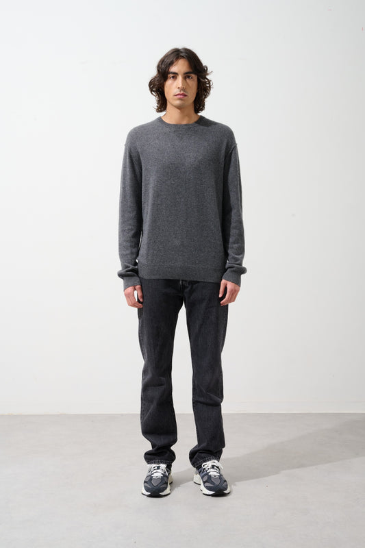 NOLAN Pullover mit Rundhalsausschnitt anthrazit meliert 100% Kaschmir