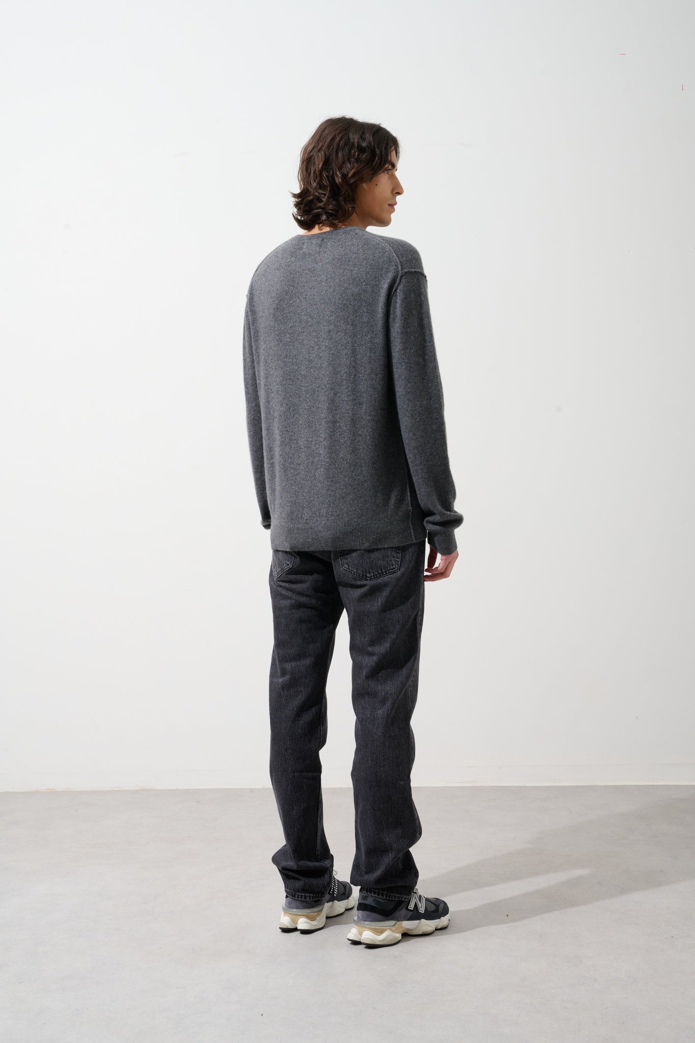 NOLAN pull col rond anthracite chiné 100% cachemire