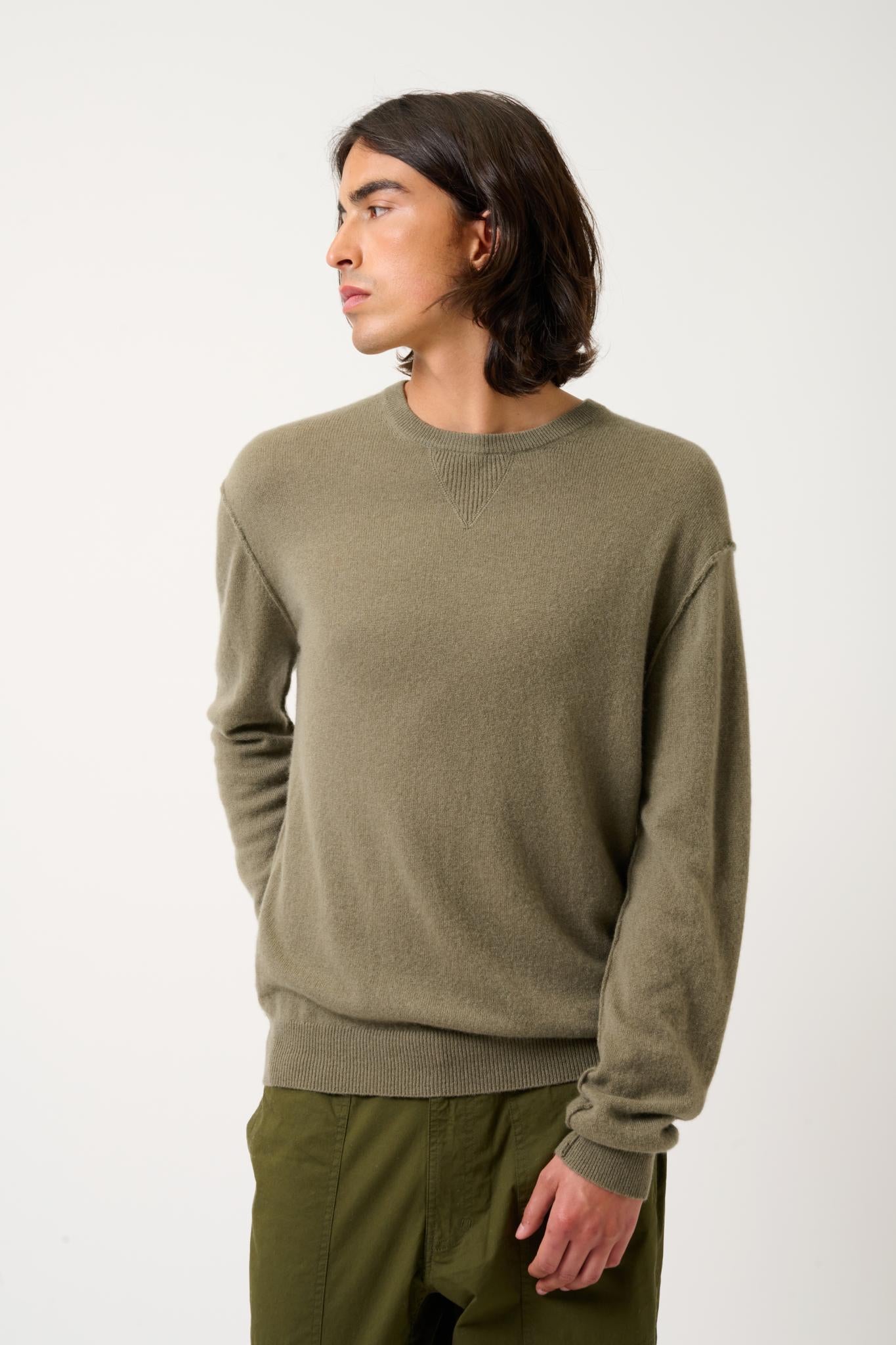 NOLAN pull col rond army 100% cachemire