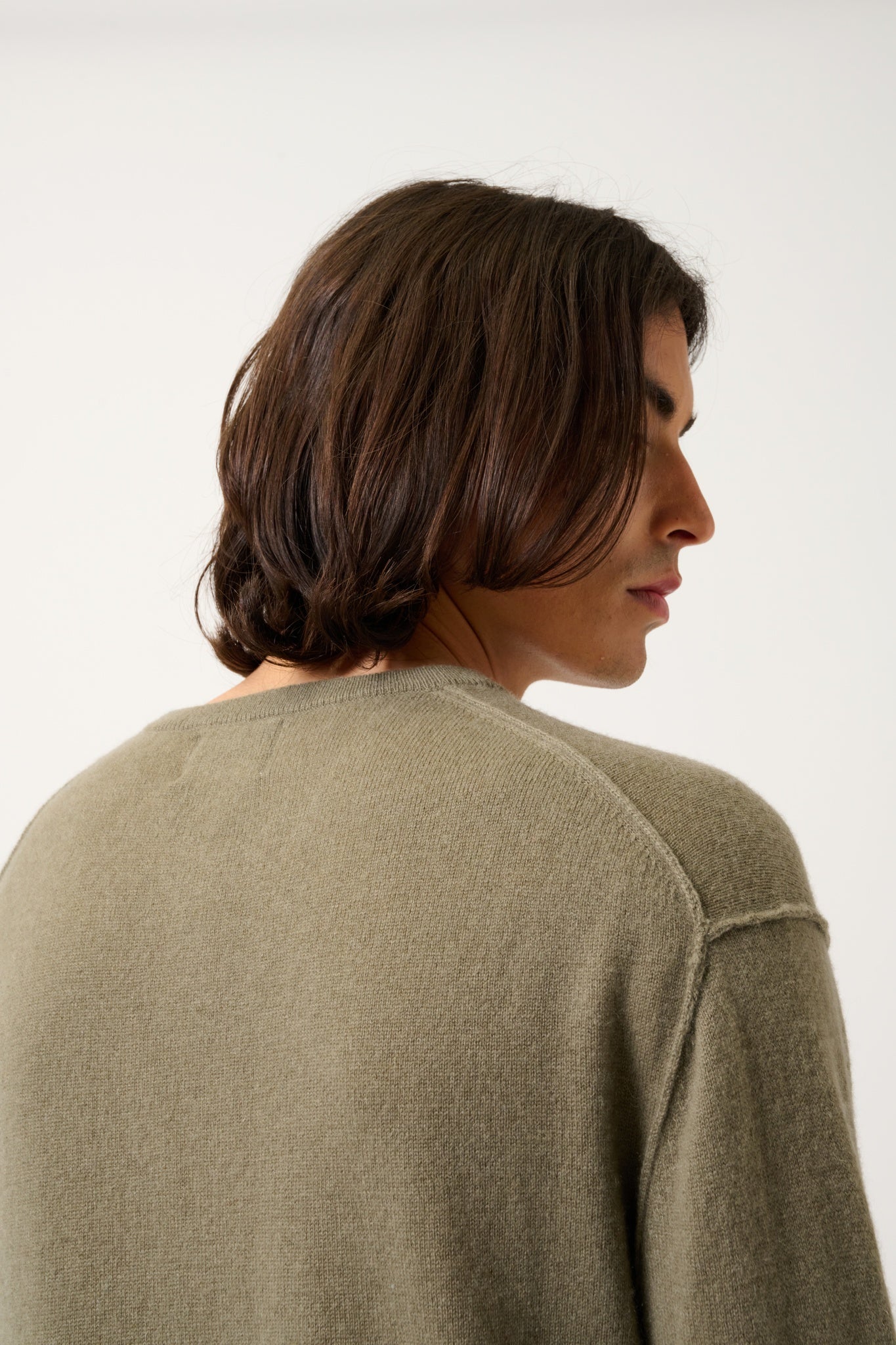 NOLAN pull col rond army 100% cachemire