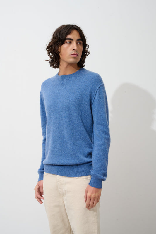NOLAN Pullover mit Rundhalsausschnitt in Denimblau aus 100% Kaschmir