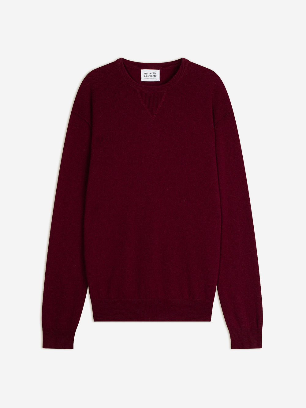 NOLAN pull col rond bordeaux 100% cachemire