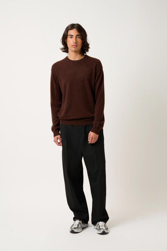 NOLAN coffee round-neck sweater 100% cashmere