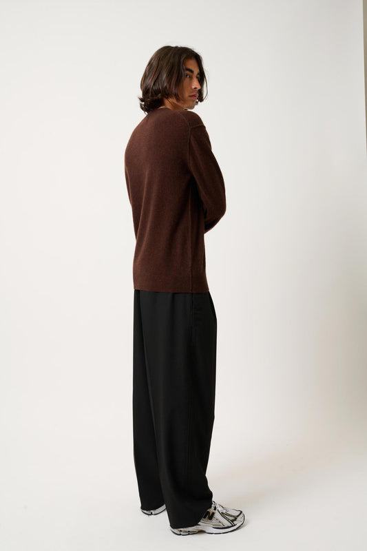 NOLAN coffee round-neck sweater 100% cashmere