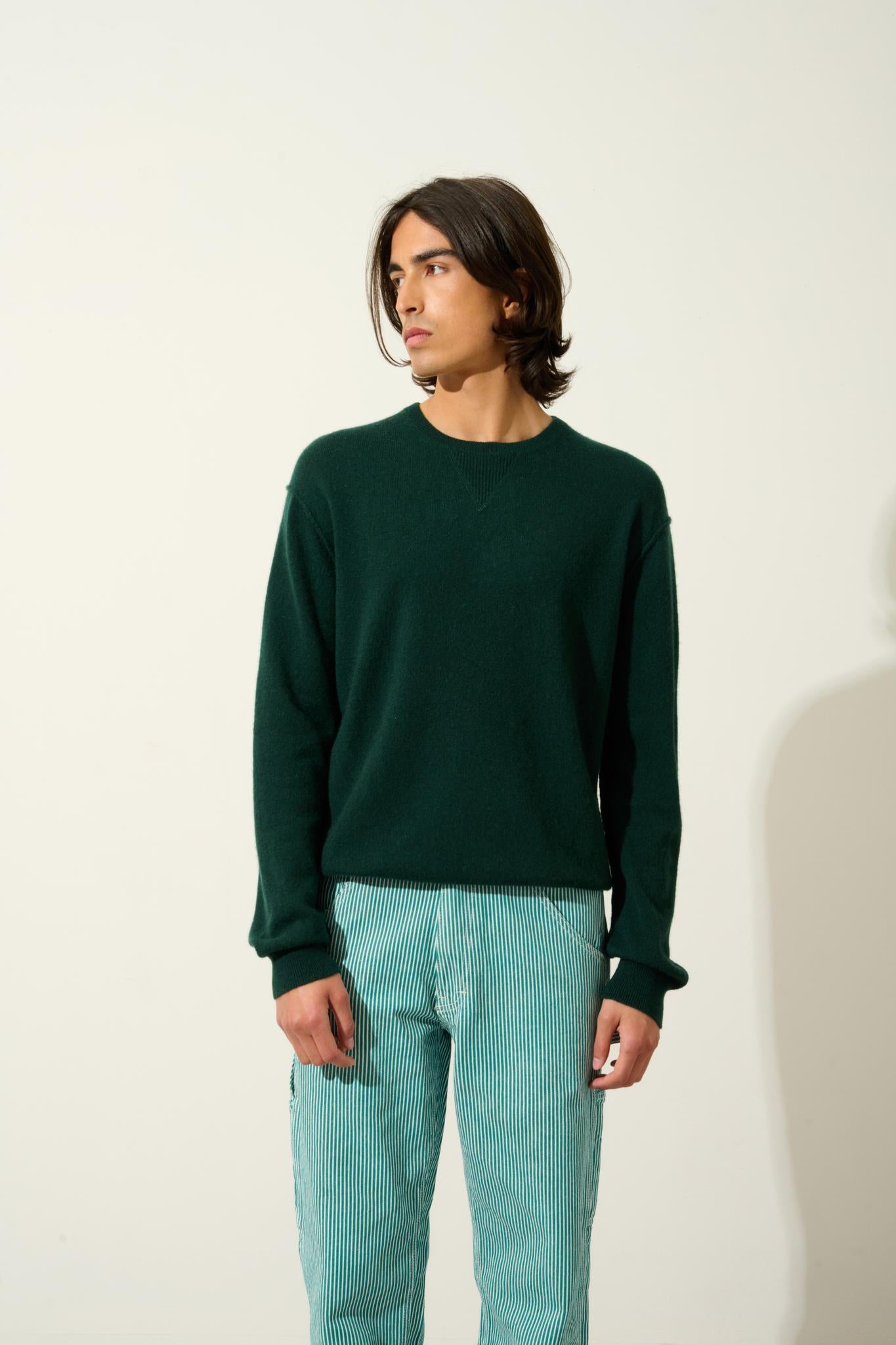 NOLAN Pullover mit Rundhalsausschnitt Zypresse 100% Kaschmir