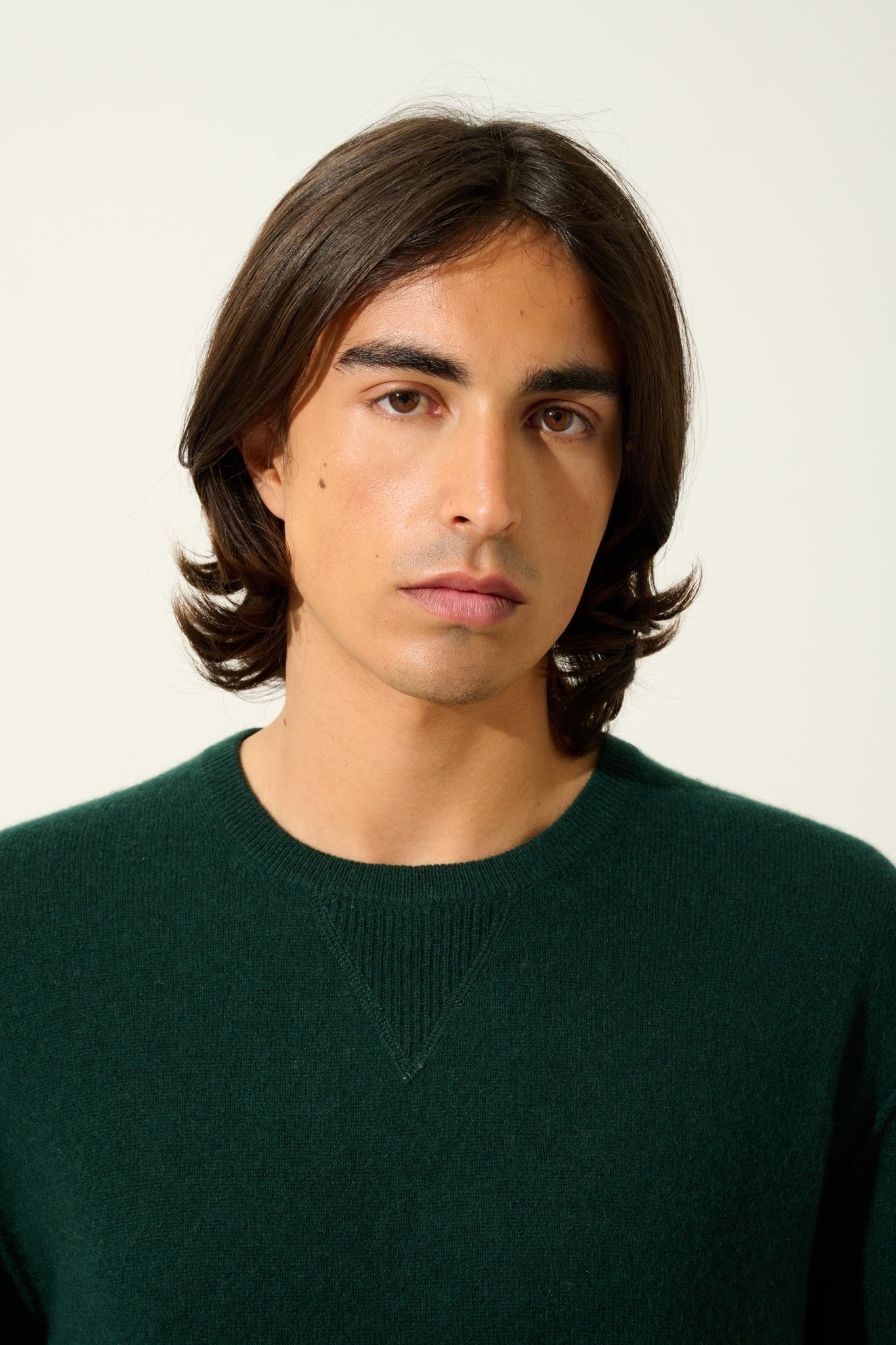 NOLAN Pullover mit Rundhalsausschnitt Zypresse 100% Kaschmir